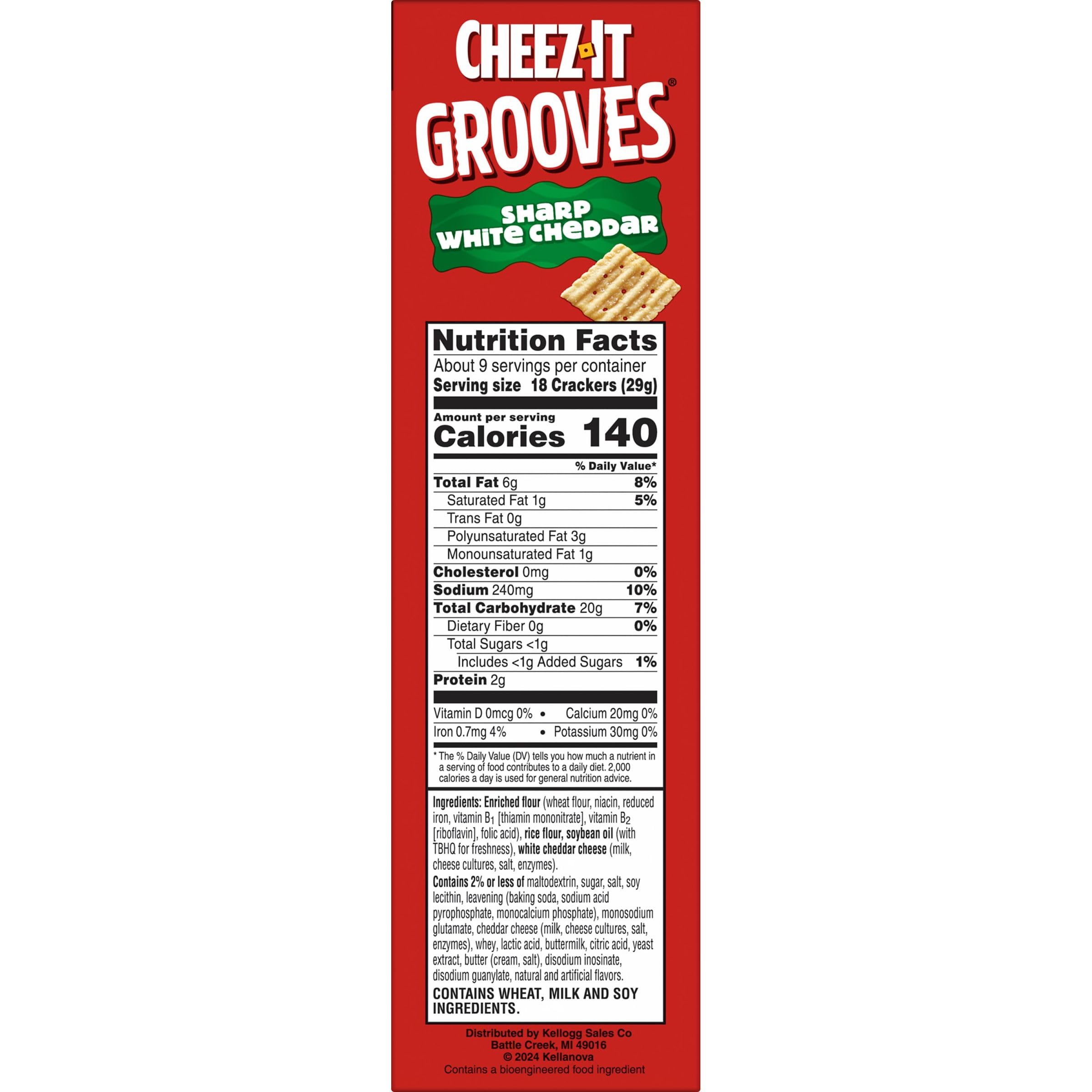 Cheez-It Grooves Crunchy Cheese Crackers - Sharp White Cheddar Flavor (9oz Box) | Perfect for School Lunches, Office Snacks & Party Platters | Delicious Cheese Snack for Kids & Adults