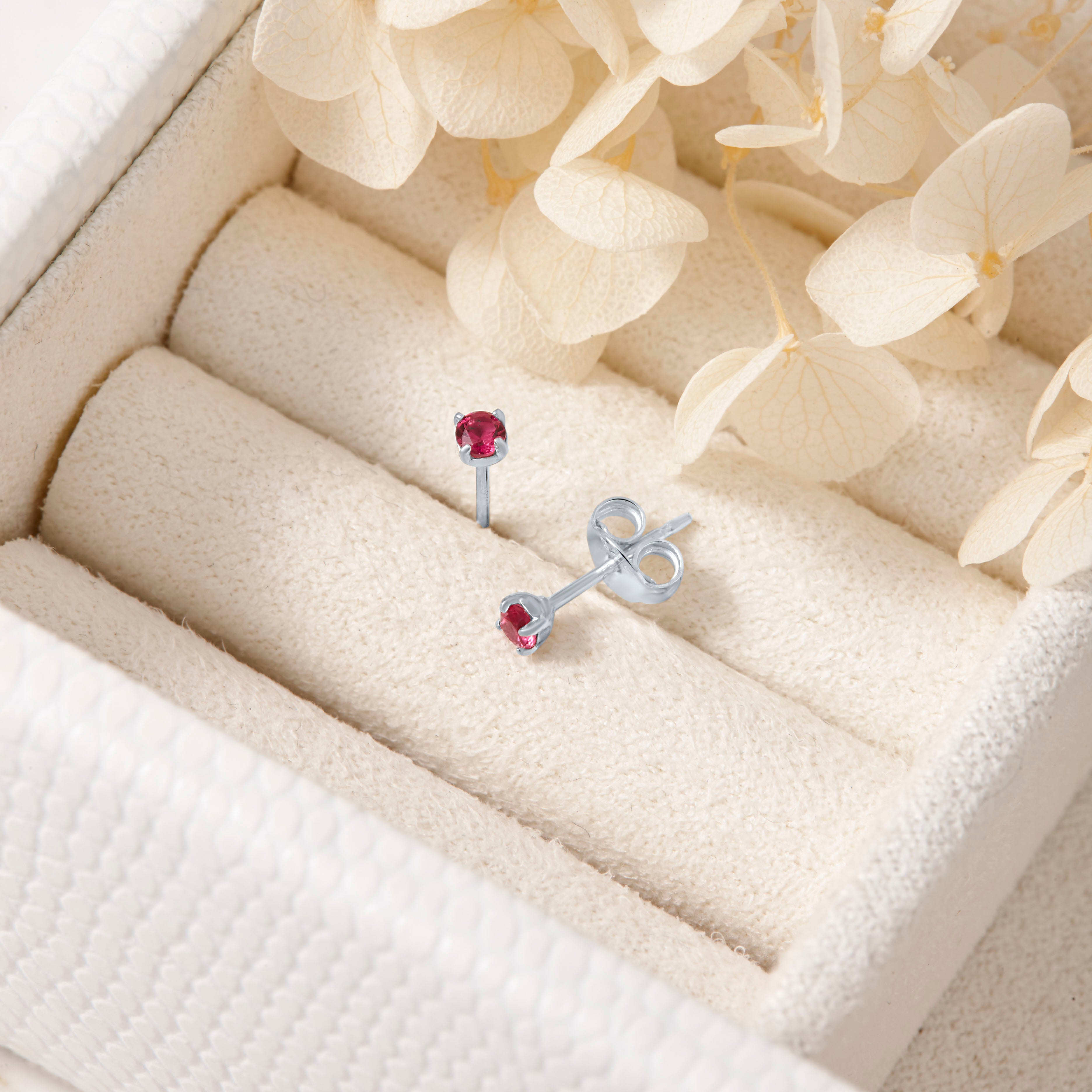 Exquisite 14K Gold Ruby Stud Earrings for Women - Perfect for Weddings, Parties & Everyday Elegance