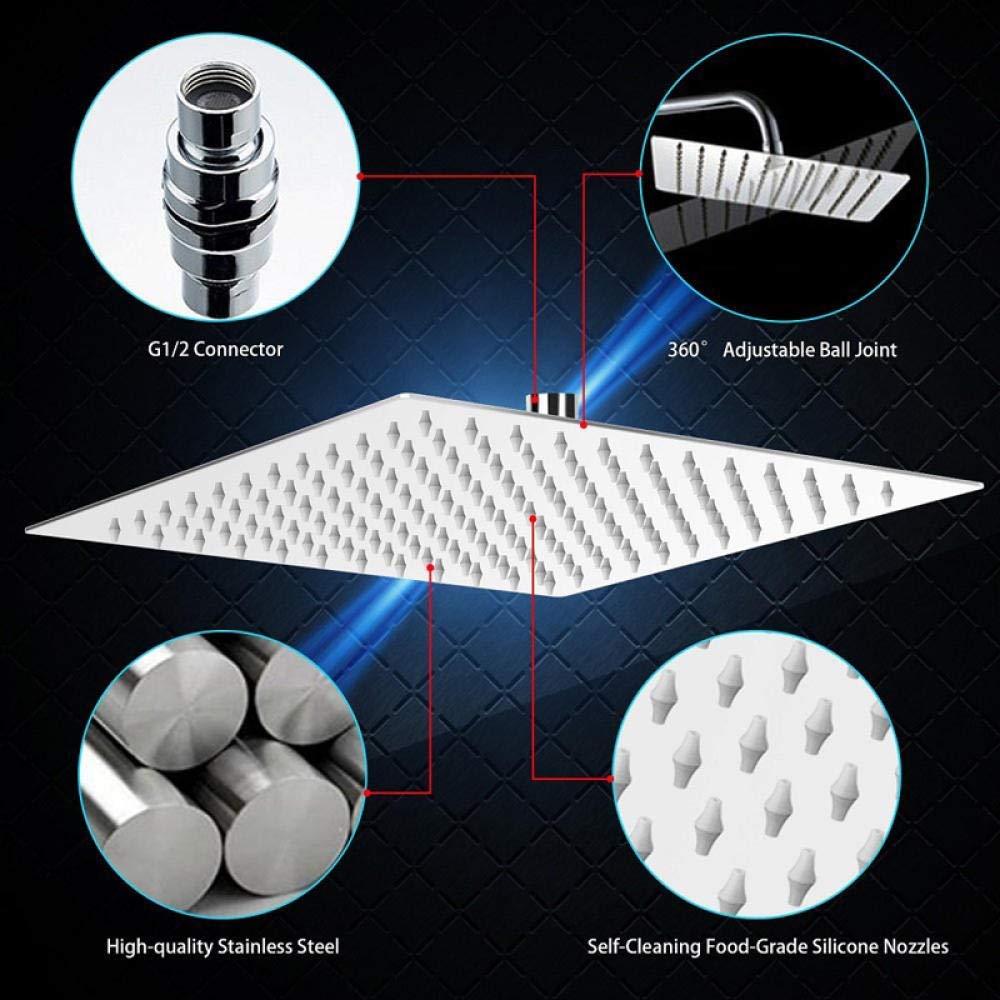 12 Inch Wall Mounted Rainfall Shower System - Chrome Waterfall Shower Head & Bathtub Faucet Mixer for Luxurious Bathroom Experience | Perfect for Modern Home Spa & Relaxation