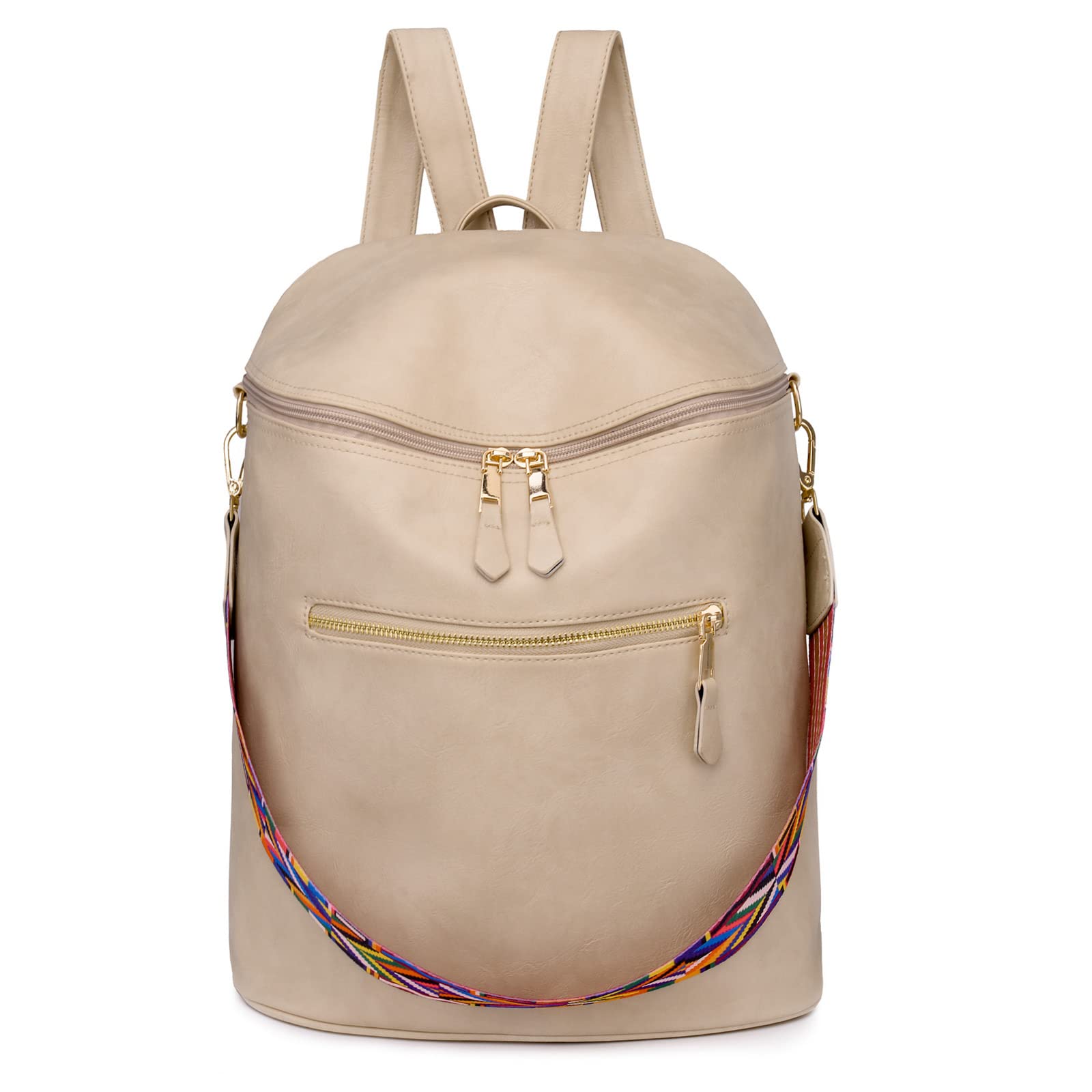 FORRICA Women's Casual Travel Backpack - PU Leather Daypack for College, Work & Business - Stylish Shoulder Bag for Women - Perfect for School, Office & Travel (White)