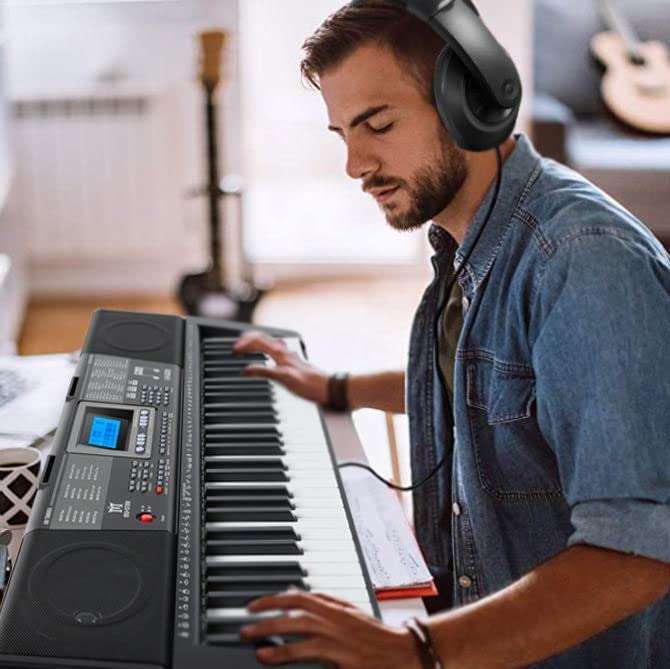 MUSTAR MEKS-500 61-Key Lighted Keyboard Piano with Stand, Sustain Pedal & Headphones - Electric Piano for Beginners | USB MIDI, Built-in Speakers | Perfect for Home Learning, Music Practice & Gift Giving