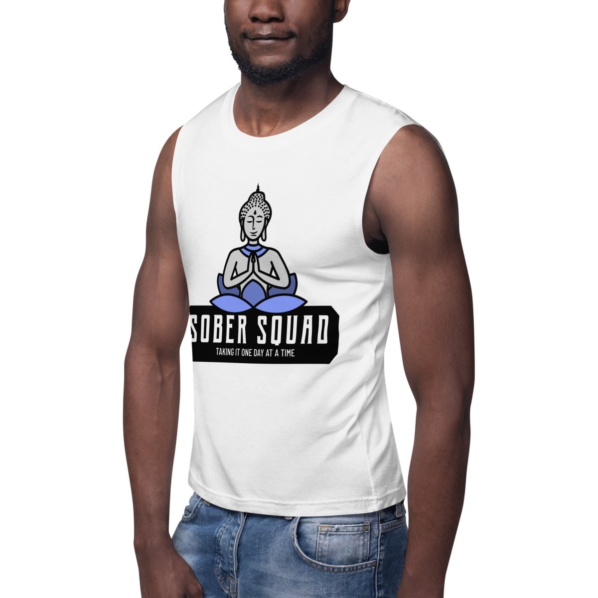 Sober Squad Men's Muscle Shirt - Workout Tank Top for Gym, Running & Fitness Training - Breathable Quick-Dry Activewear for Men