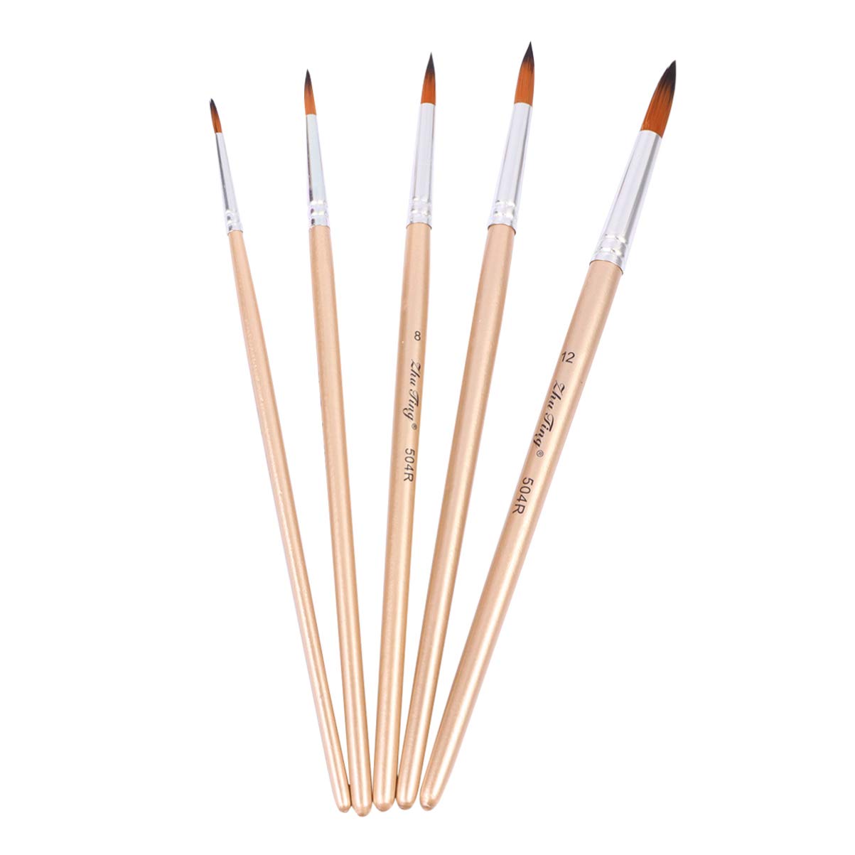 ARTIBETTER 5PCS Professional Nylon Artist Paint Brushes Set - Watercolor, Oil & Gouache Painting Tools with Rose Gold Sharp Head - Perfect for Canvas, Paper, Wood & DIY Art Projects