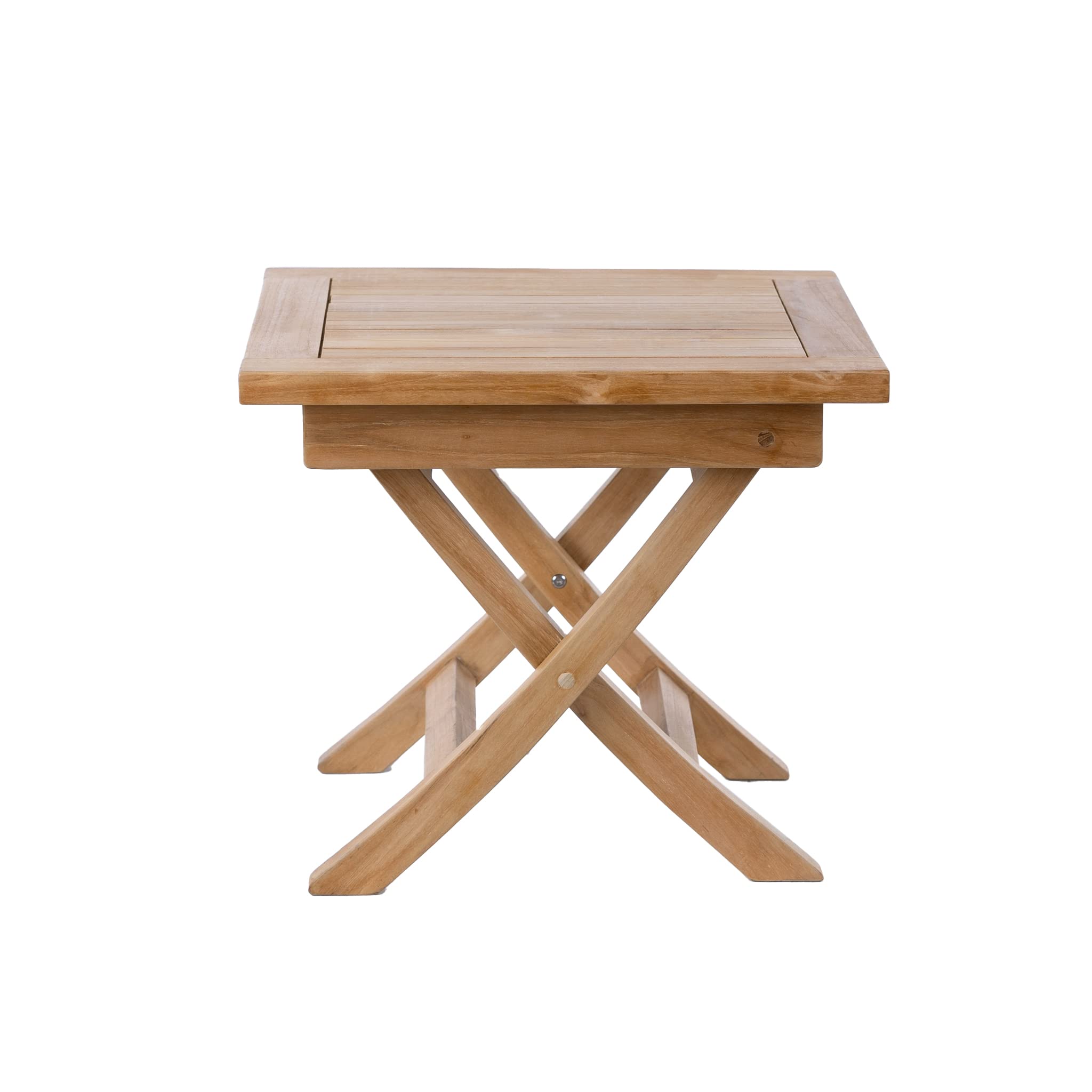 Teak Wood Folding 20 Inch Outdoor Coffee Table - Portable Square Patio Table for Camping, Backyard, Porch & Balcony - Weather-Resistant Furniture for Outdoor Entertaining, Picnics & Beach Parties