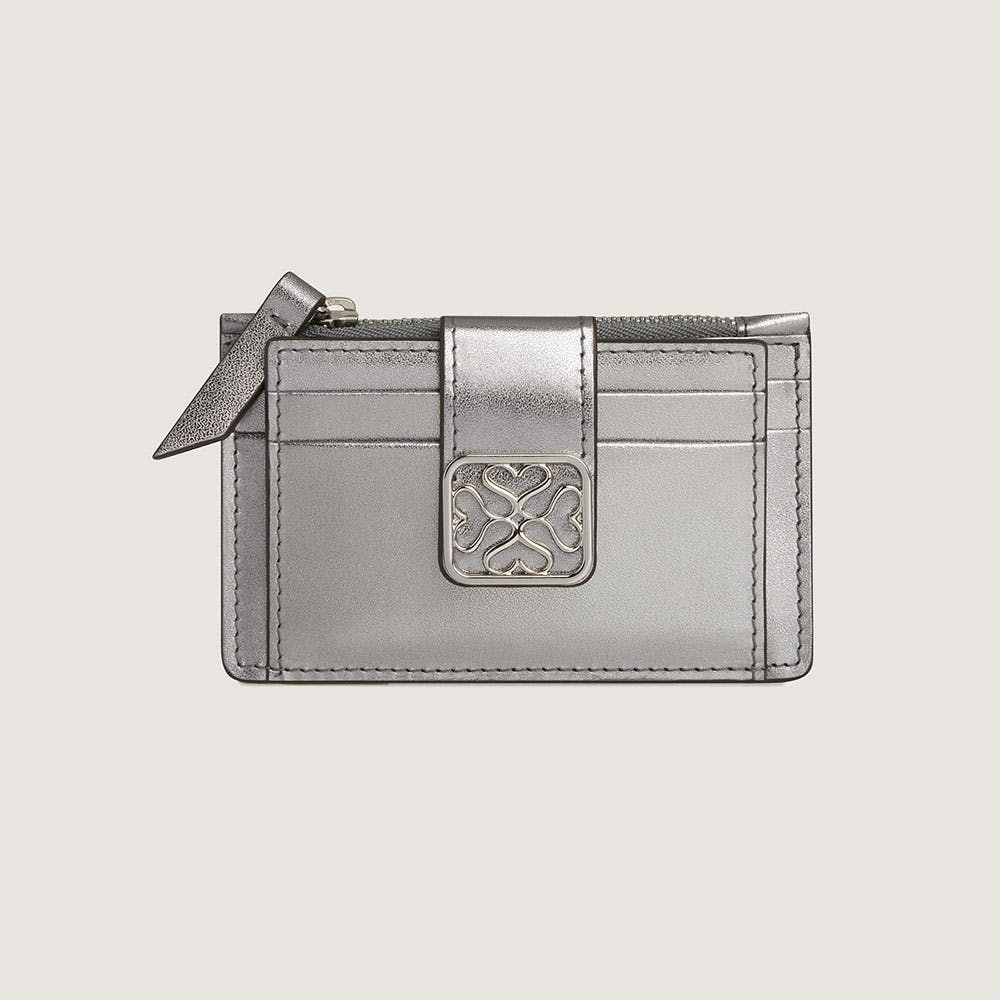 Bay Zipped Cardholder Wallet - Metallic Silver Foil RFID Blocking Slim Wallet for Men & Women | Perfect for Travel, Business & Everyday Use