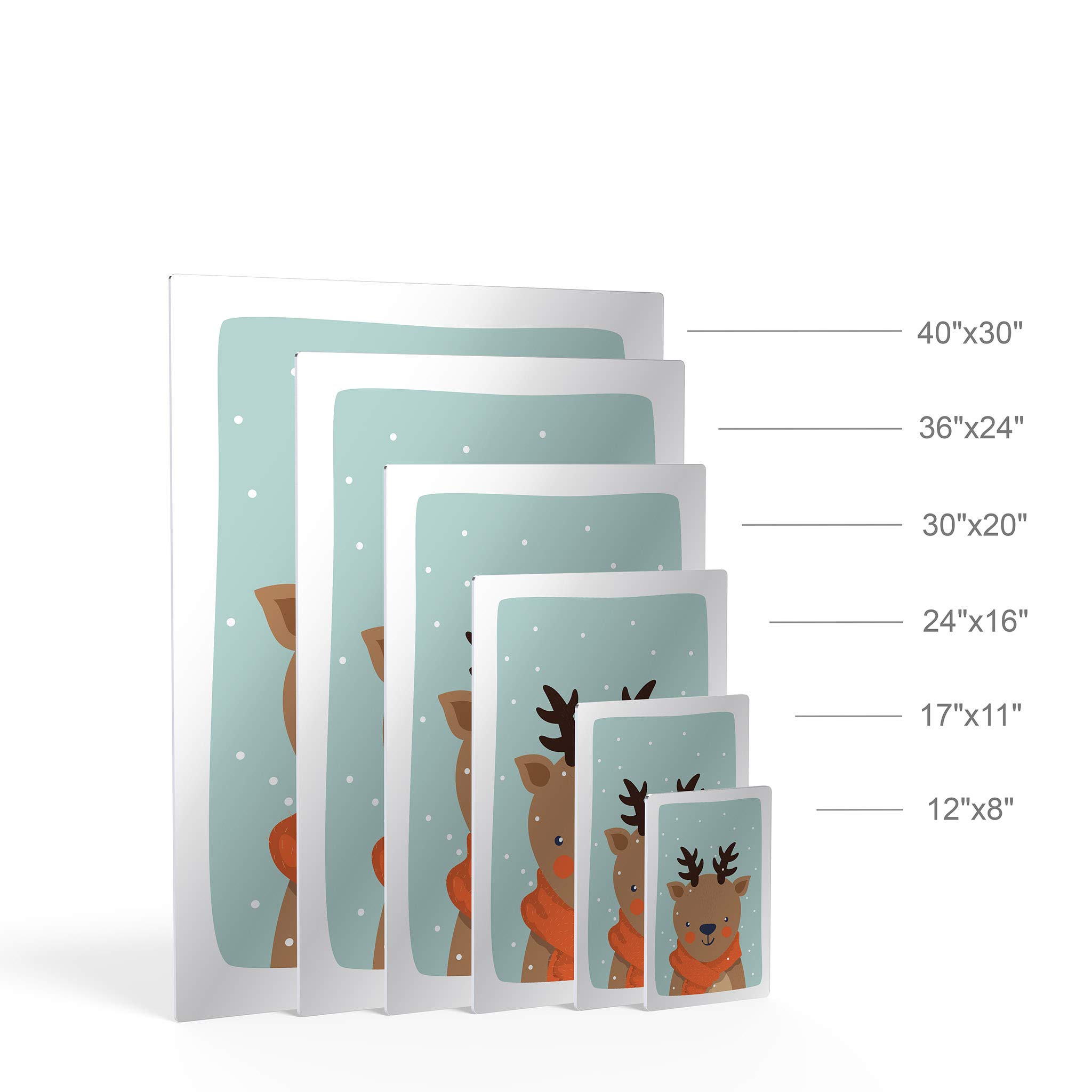 Smile Art Design Cute Deer Winter Theme Metal Print - Turquoise Background Wall Art for Kids Room, Nursery & Baby Room Decor (12x8 Inches, Made in USA) - Perfect for Children's Bedrooms, Playrooms & Gift Ideas