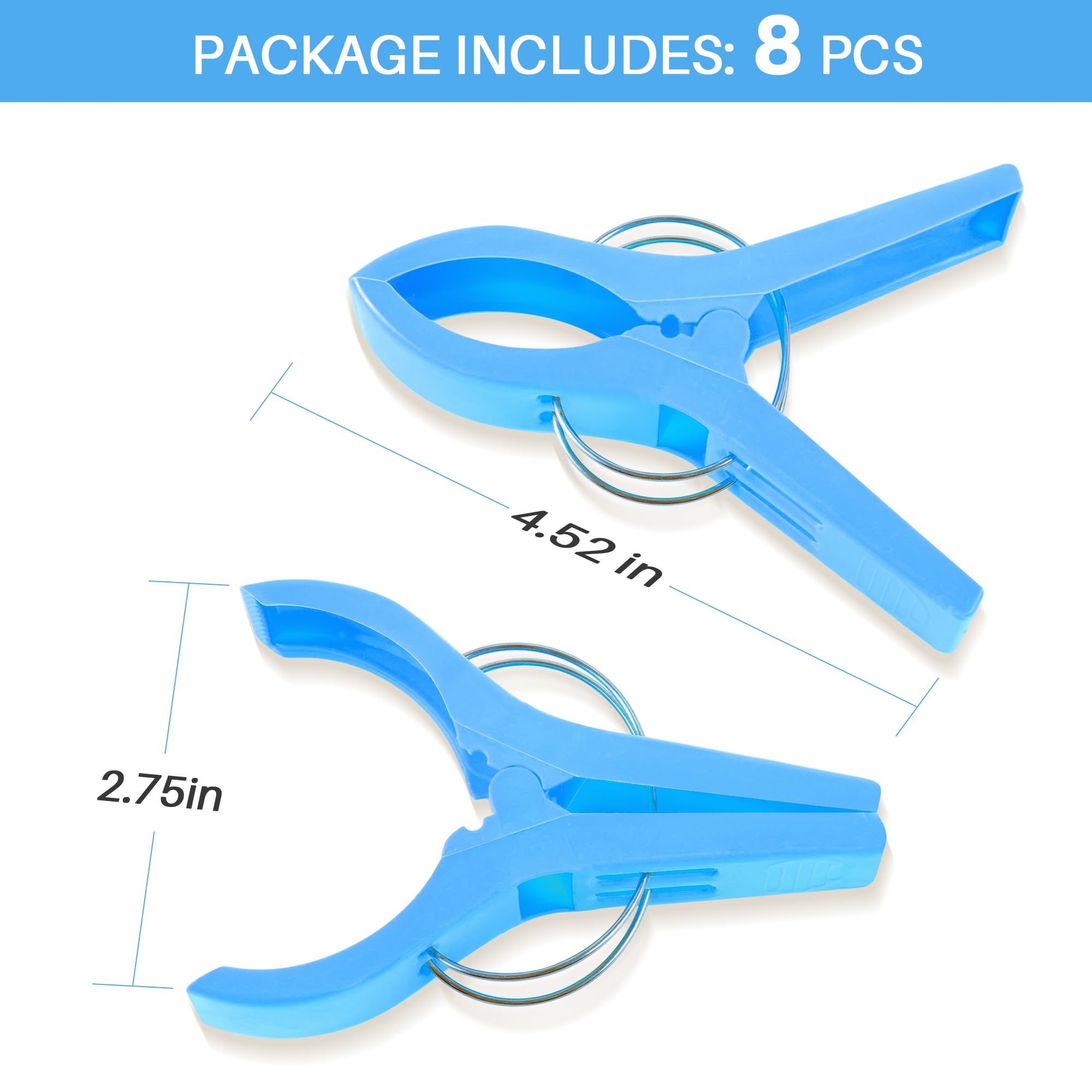 JABINCO 8-Pack Beach Towel Clips - Heavy Duty Plastic Chair Clamps for Pool, Lounge & Outdoor Use - Secure Towels, Blankets & Clothes on Chairs