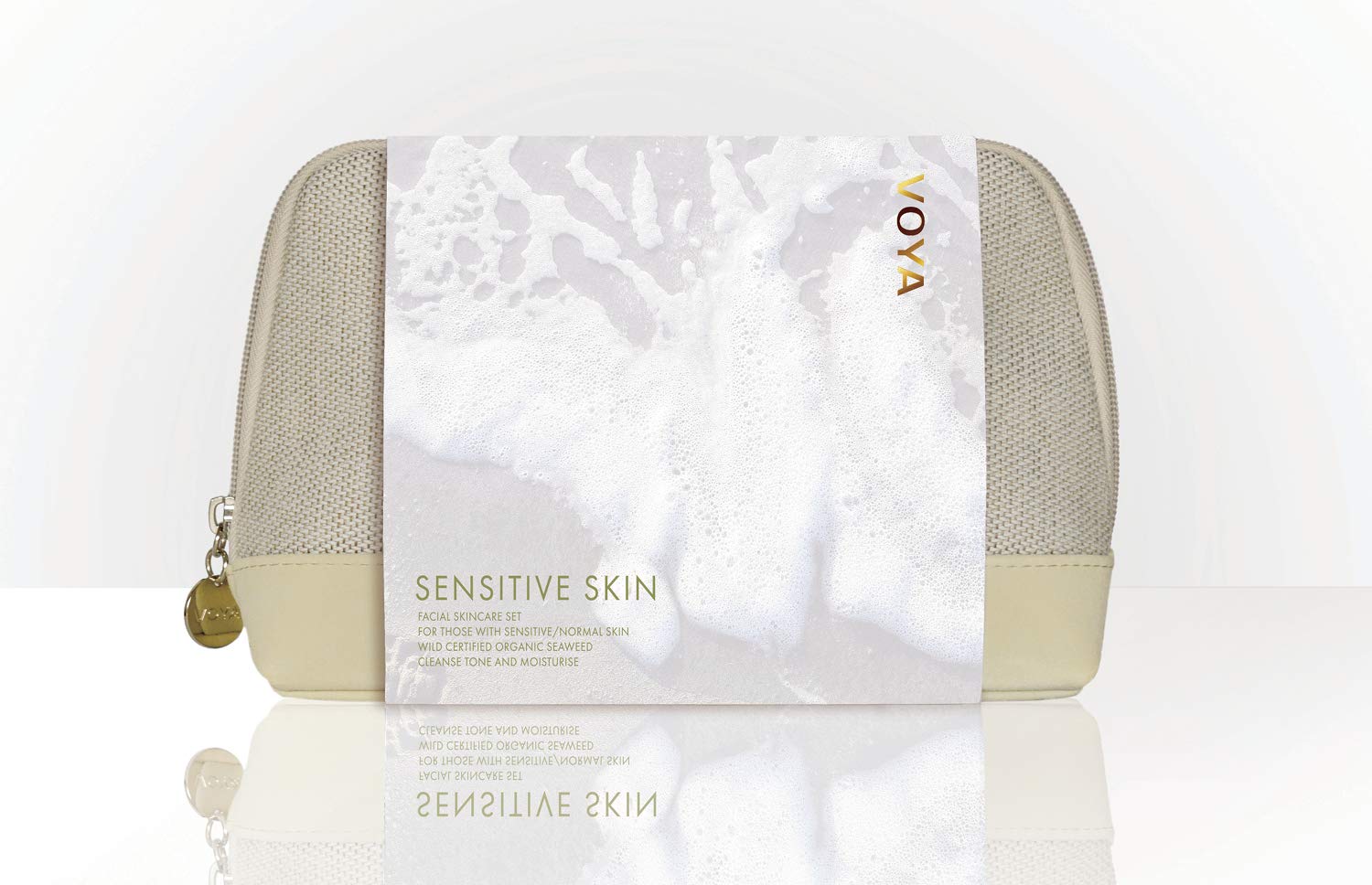 VOYA Travel Facial Set for Sensitive Skin - Organic Skincare Kit with Cleanser, Toner & Moisturizer - Perfect for Airplane, Vacation & On-the-Go Skincare Routine