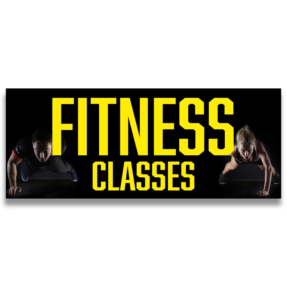 Custom Fitness Classes Vinyl Banner - 24x60 Inch Small Size for Gyms, Studios & Outdoor Events | Durable & Weatherproof