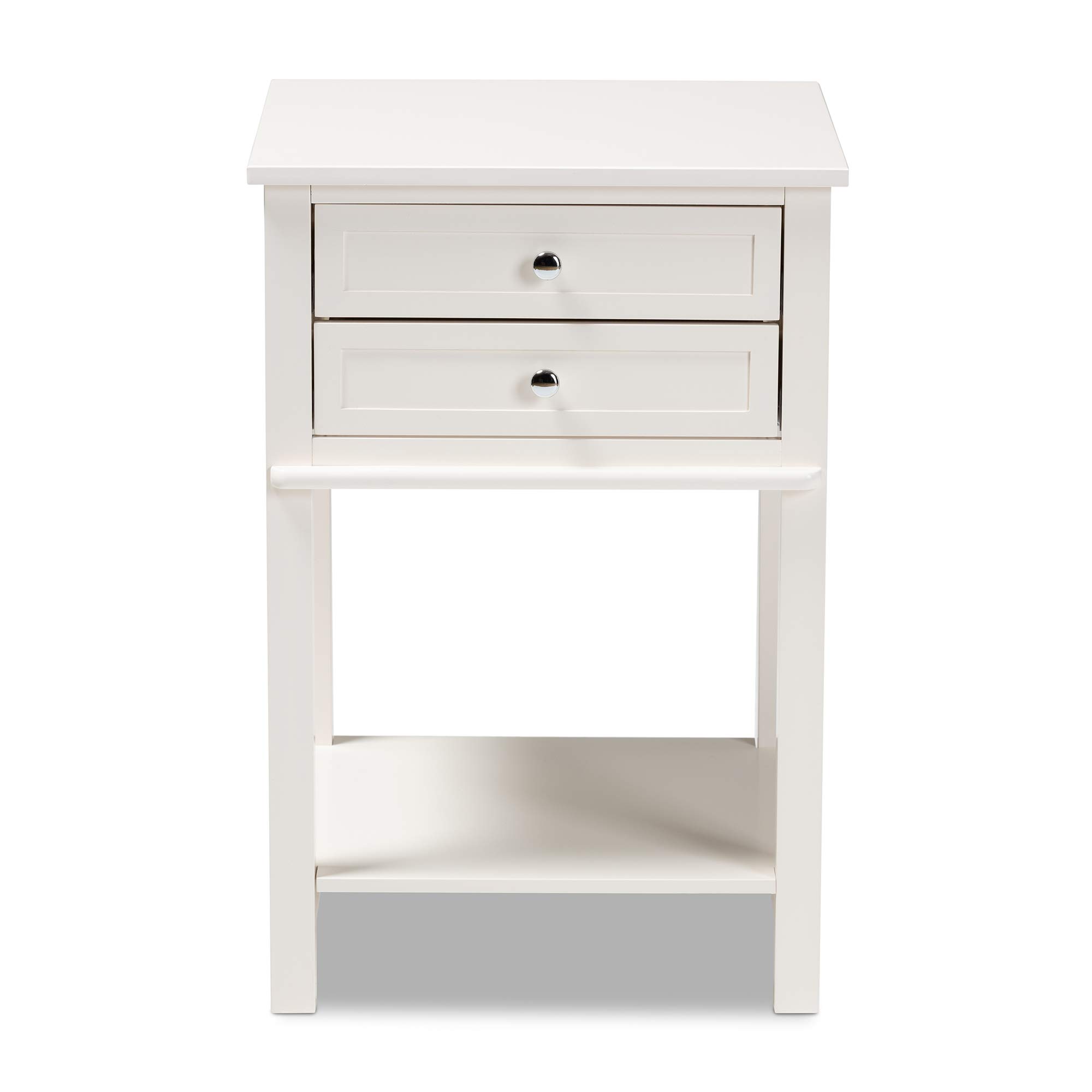 Baxton Studio White Nightstand - Modern Bedside Table with Drawer for Bedroom, Living Room & Guest Room