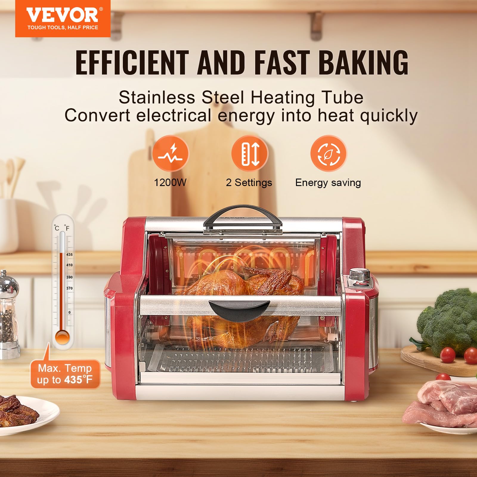 VEVOR Electric Shawarma Grill Machine - Stainless Steel Countertop Gyro Rotisserie Oven for Chicken, Doner Kebab & Meat - Perfect for Home Kitchens, Restaurants & Party Catering | Commercial-Grade Broiler for Middle Eastern Cuisine & Food Trucks