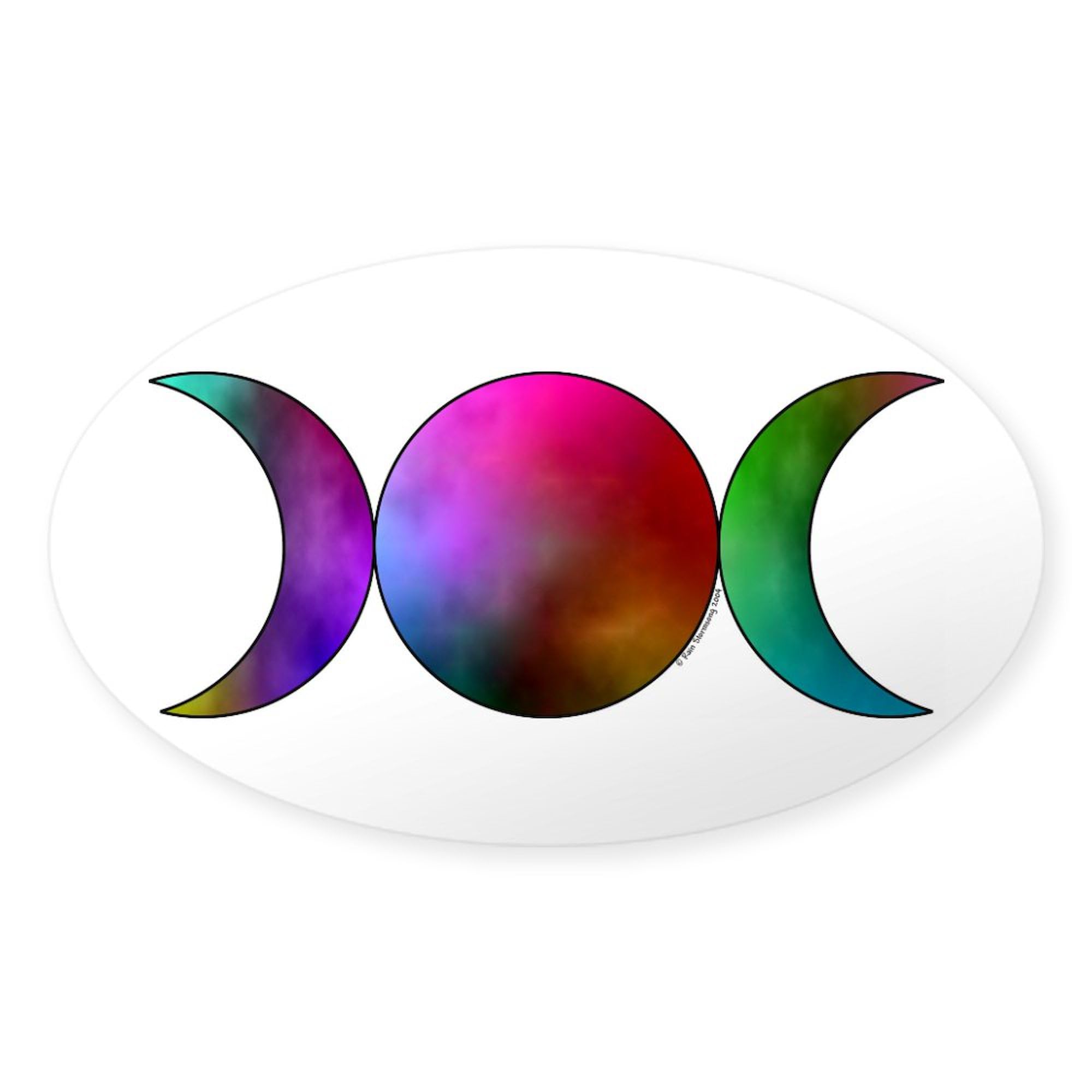 Triple Moon Watercolor Oval Car Bumper Sticker - Decorative Vinyl Decal for Cars, Laptops, Windows | Perfect for Witches, Pagans & Nature Lovers