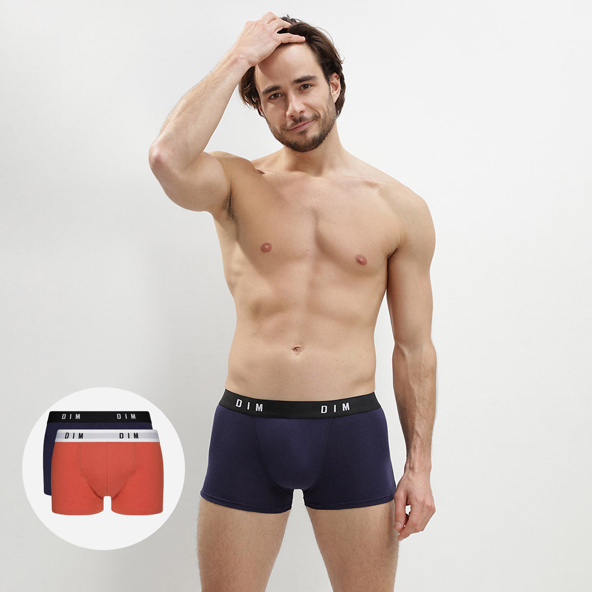 2 Pack Men's Cotton Stretch Boxer Briefs - Roux Blue Denim - Dim Originals - Comfortable Underwear for Everyday Wear & Active Lifestyles