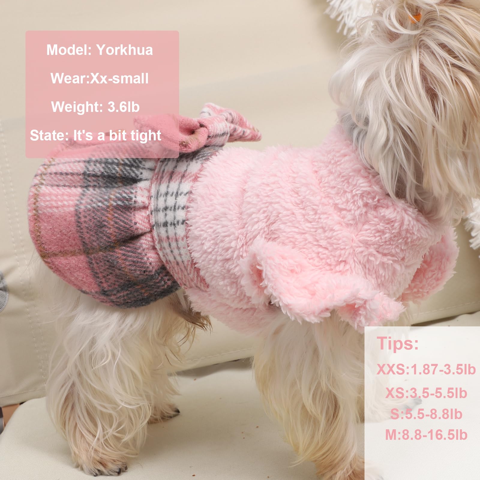 Warm Fleece Dog Sweater for Small Dogs - Soft Winter Puppy Dress for Chihuahua & Yorkie - Cozy Fall Pet Outfit in Pink (Small) | Perfect for Cold Weather Walks & Indoor Comfort