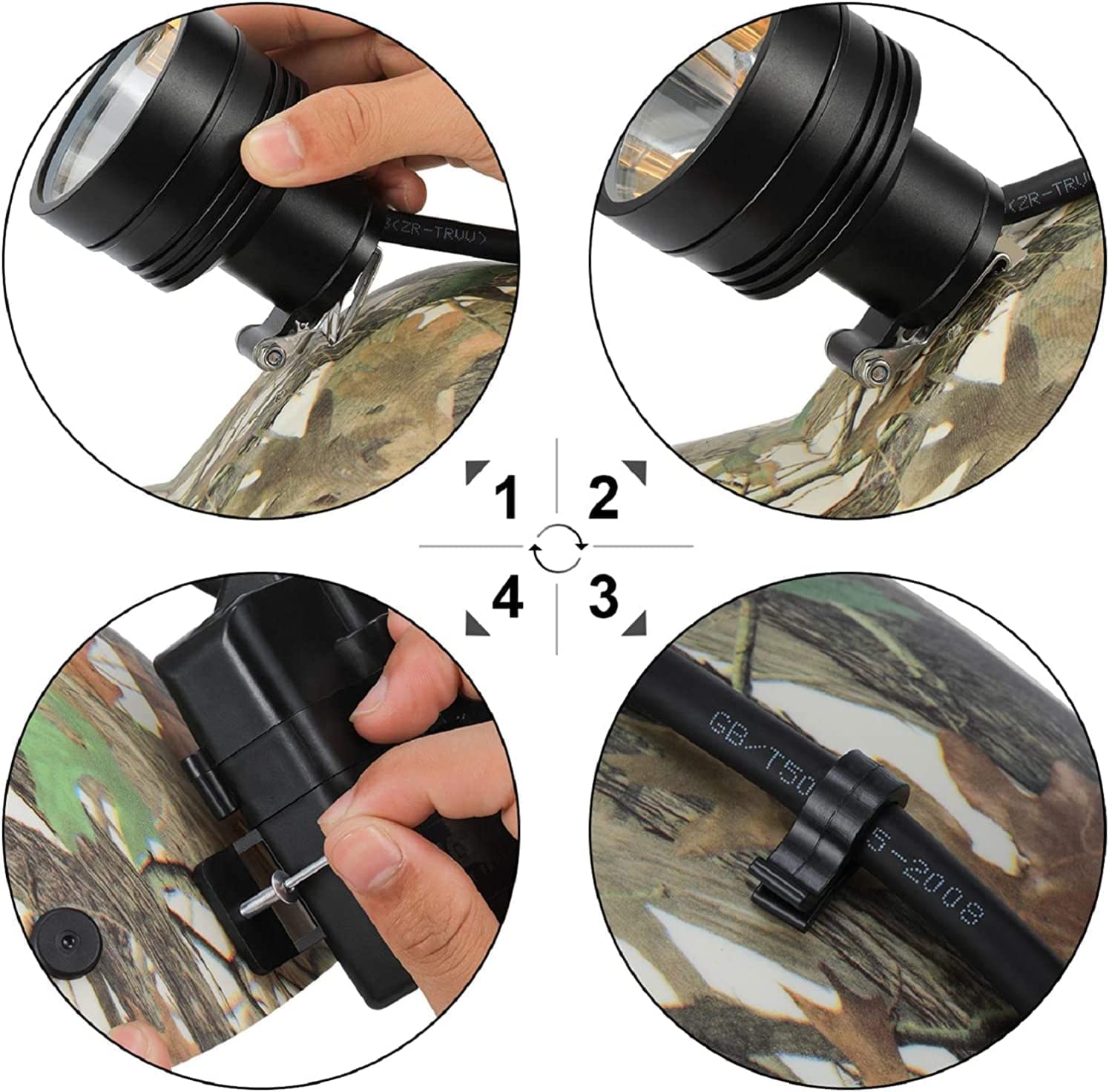 Rechargeable LED Hunting Headlamp - 80,000 LUX Super Bright Coyote Hog Coon Light with Red/White/Green LEDs, Waterproof & Camo Cap, 7-Position Switch - Perfect for Night Hunting, Predator Control, and Outdoor Adventures