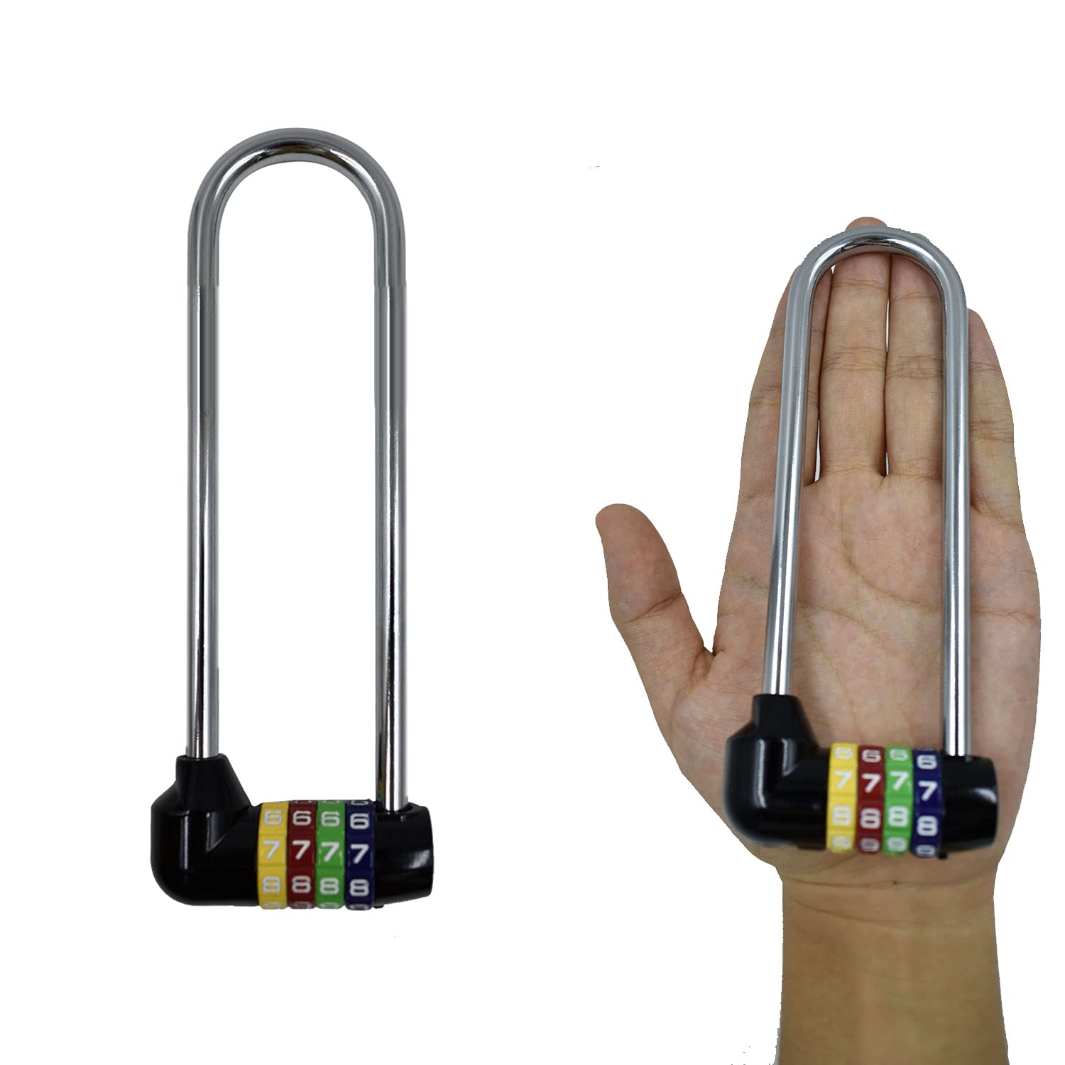 6.5 Inch (16.5cm) Heavy Duty Combination Padlock - 4 Digit Resettable Gym Locker Lock with Long Shackle for School, Sports Equipment, Toolbox, Cabinet, Bike & Storage - Secure Outdoor & Indoor Use for Fences, Cases & Hasps