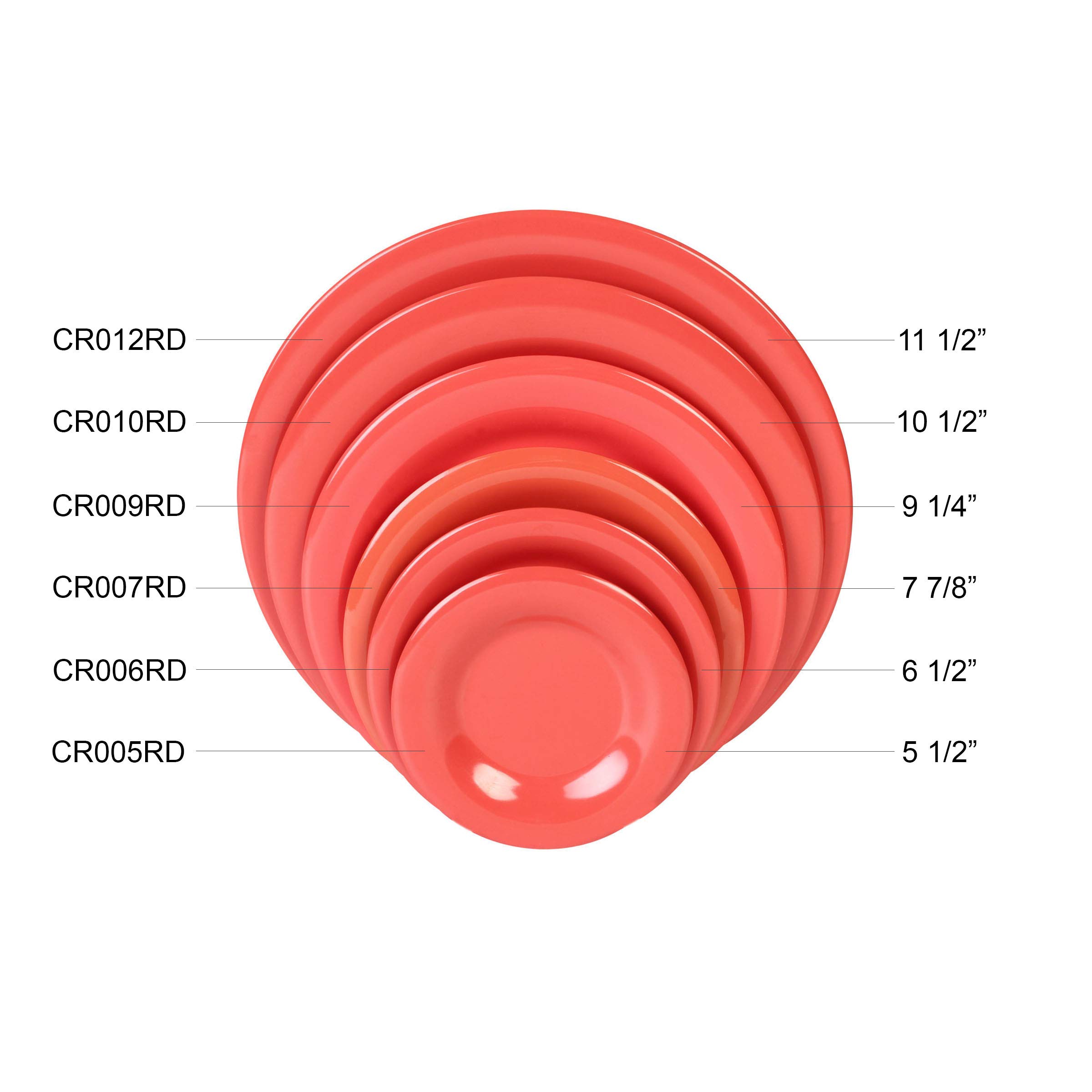 Orange Melamine Dinnerware Set - 5.5 Inch Wide Rim Round Plates (12-Pack) | Durable, Lightweight & Shatterproof Plates for Outdoor Dining, Picnics, BBQs & Camping