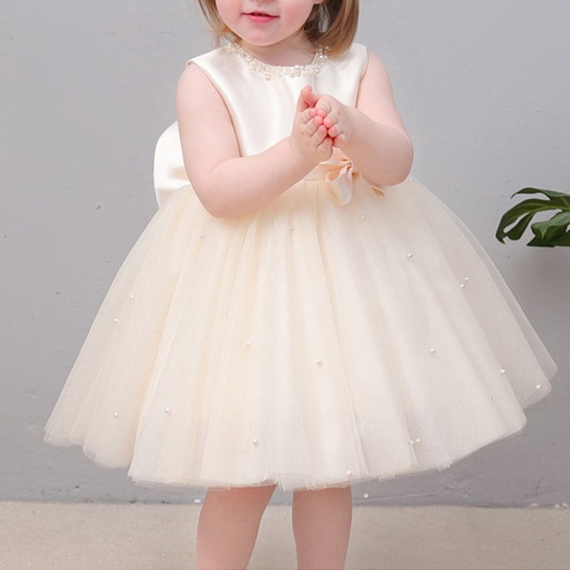 Elegant Champagne First Birthday Party Dress for Baby Girls - Toddler Formal Tutu Dress for Special Occasions & Photo Shoots