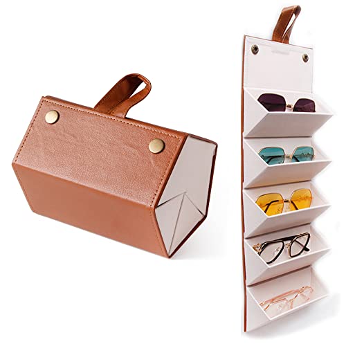 Foldable Hanging Sunglasses Organizer Case - Portable Travel Eyeglass Storage Box for Women & Men | Perfect for Travel, Home, and Office Organization