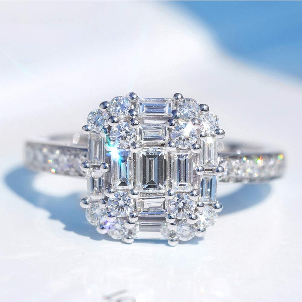 925 Sterling Silver Shiny Full Diamond Ring for Women - Cubic Zirconia CZ Multi Row Eternity Wedding Band (Size 9) | Perfect for Engagement, Anniversary & Special Occasions