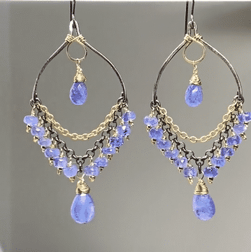 Exquisite Tanzanite Mixed Metal Chandelier Earrings for Women | Elegant Dangling Jewelry for Parties, Weddings & Special Occasions