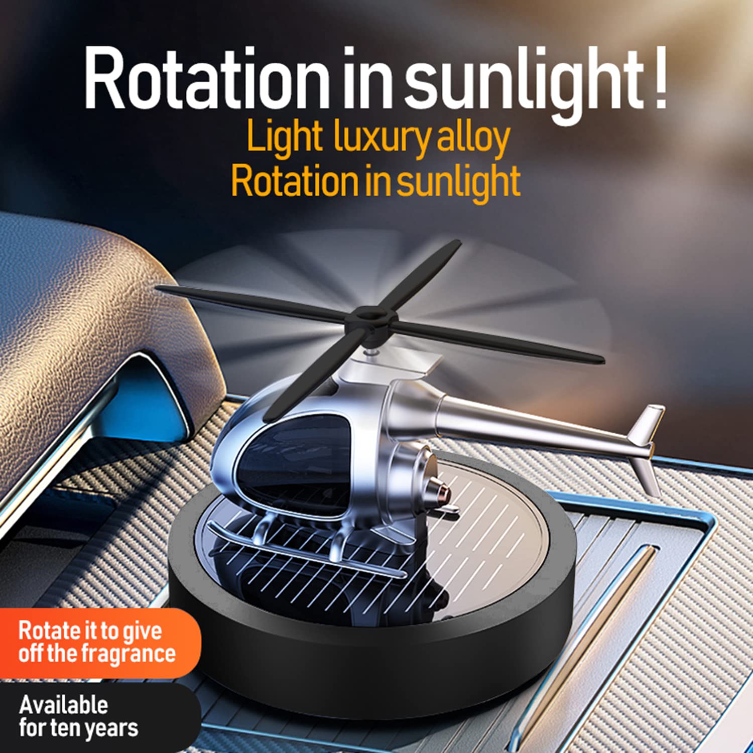 Kwak's Solar Powered Car Air Freshener - Rotating Airplane Essential Oil Diffuser with Solar Panel, Red Car Interior Accessories & Decoration for Home, Office, and Travel Use