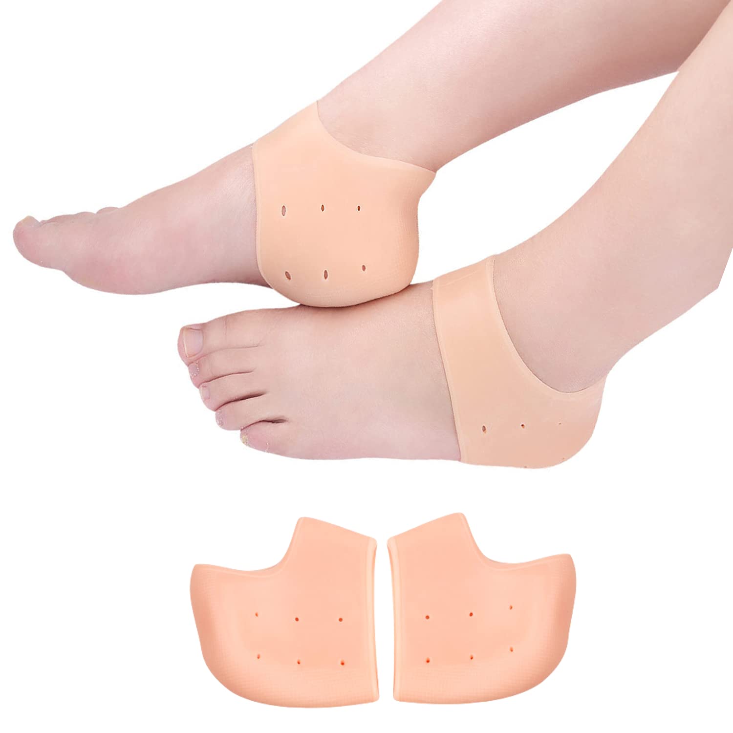 Gel Heel Cups Sleeves for Pain Relief - Silicone Heel Cushion Pads for Dry Cracked Heels, Achilles Tendonitis & Plantar Fasciitis Support - Comfortable Foot Care for Men & Women (1 Pair) - Perfect for Running, Walking & Daily Wear