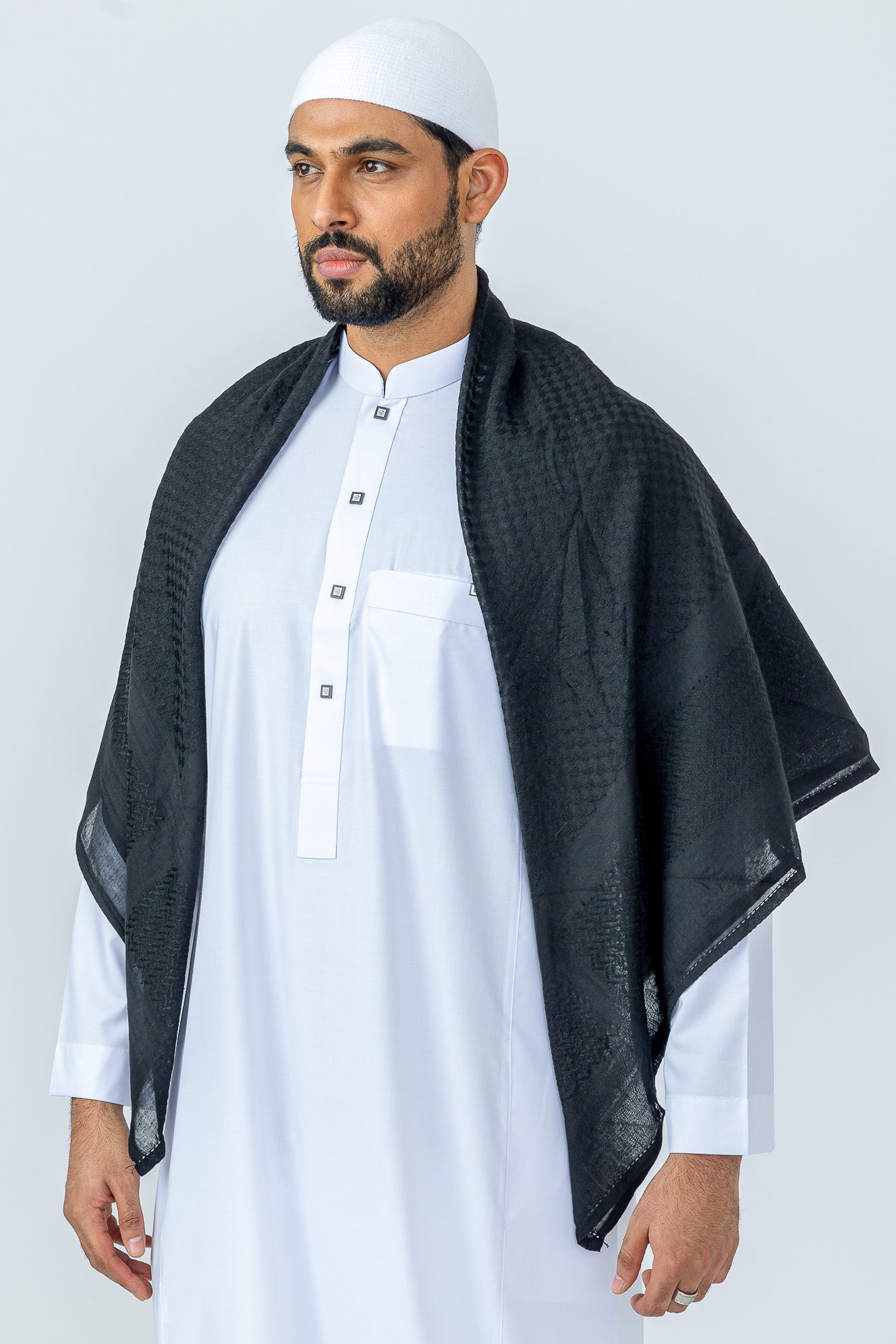 Authentic Arab Black Shemagh Scarf - Traditional Middle Eastern Head Wrap for Men & Women - Perfect for Outdoor, Hiking, and Desert Adventures