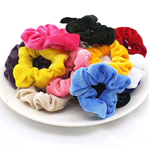 20Pcs Pastel Velvet Hair Scrunchies - Soft Elastic Hair Bands for Women & Girls (20 Colors) - Perfect for Ponytails, Bun Hairstyles & Everyday Hair Accessories