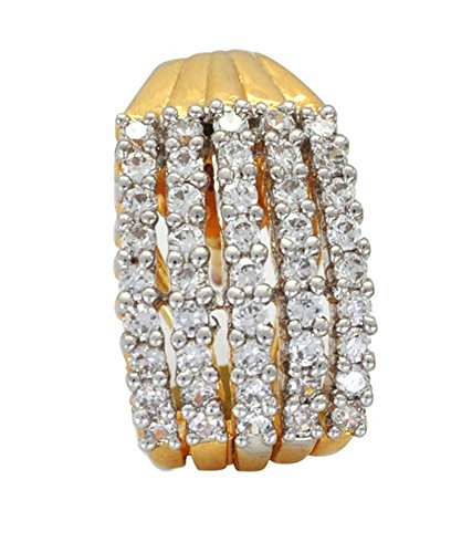 Gold Plated American Diamond Stud Earrings for Women & Girls - Fashionable Frill Designer Jewelry for Parties, Weddings & Daily Wear