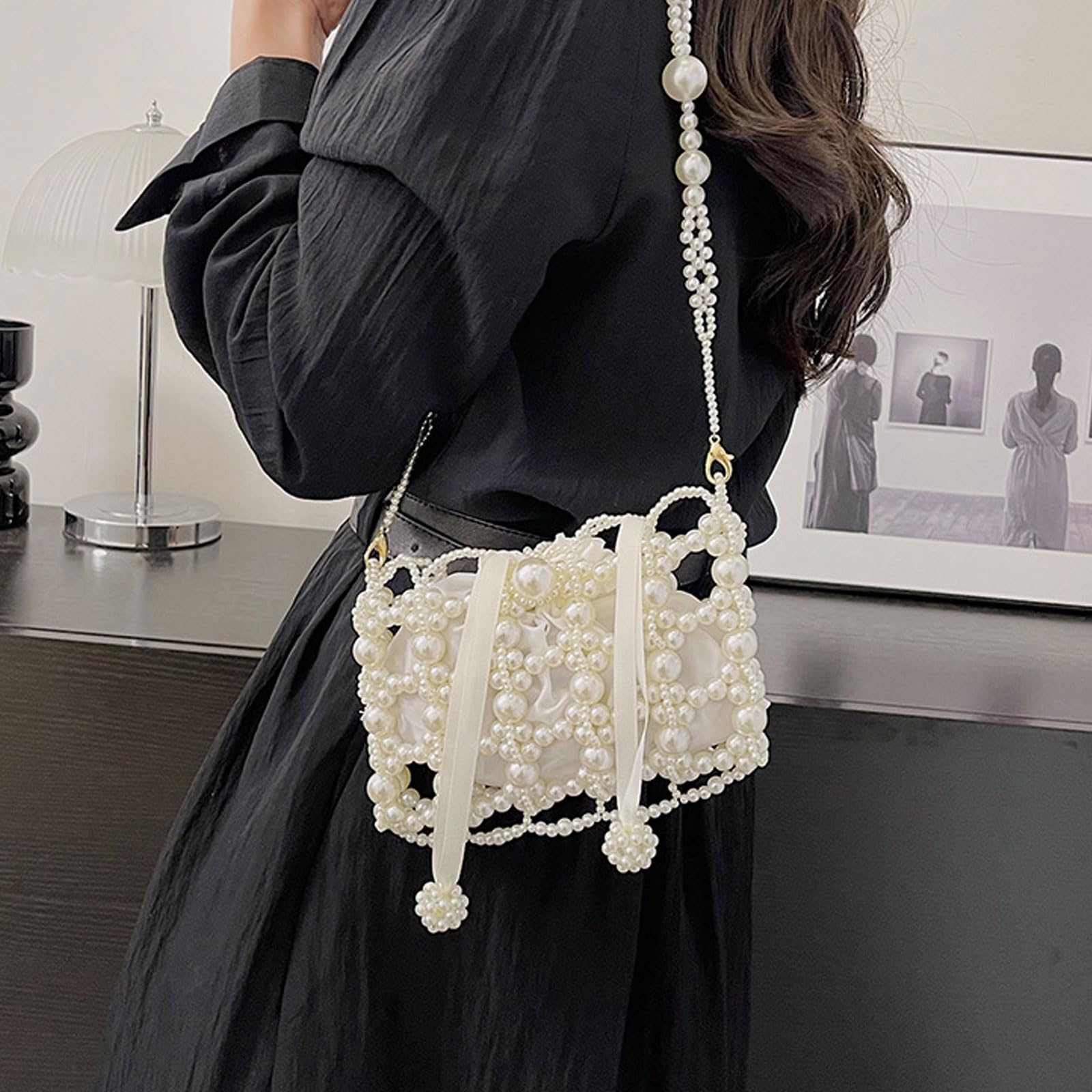 Elegant Artificial Pearl Clutch Bag - Luxury Handmade Evening Purse for Women, Perfect for Party, Wedding, Bridal & Travel | 17