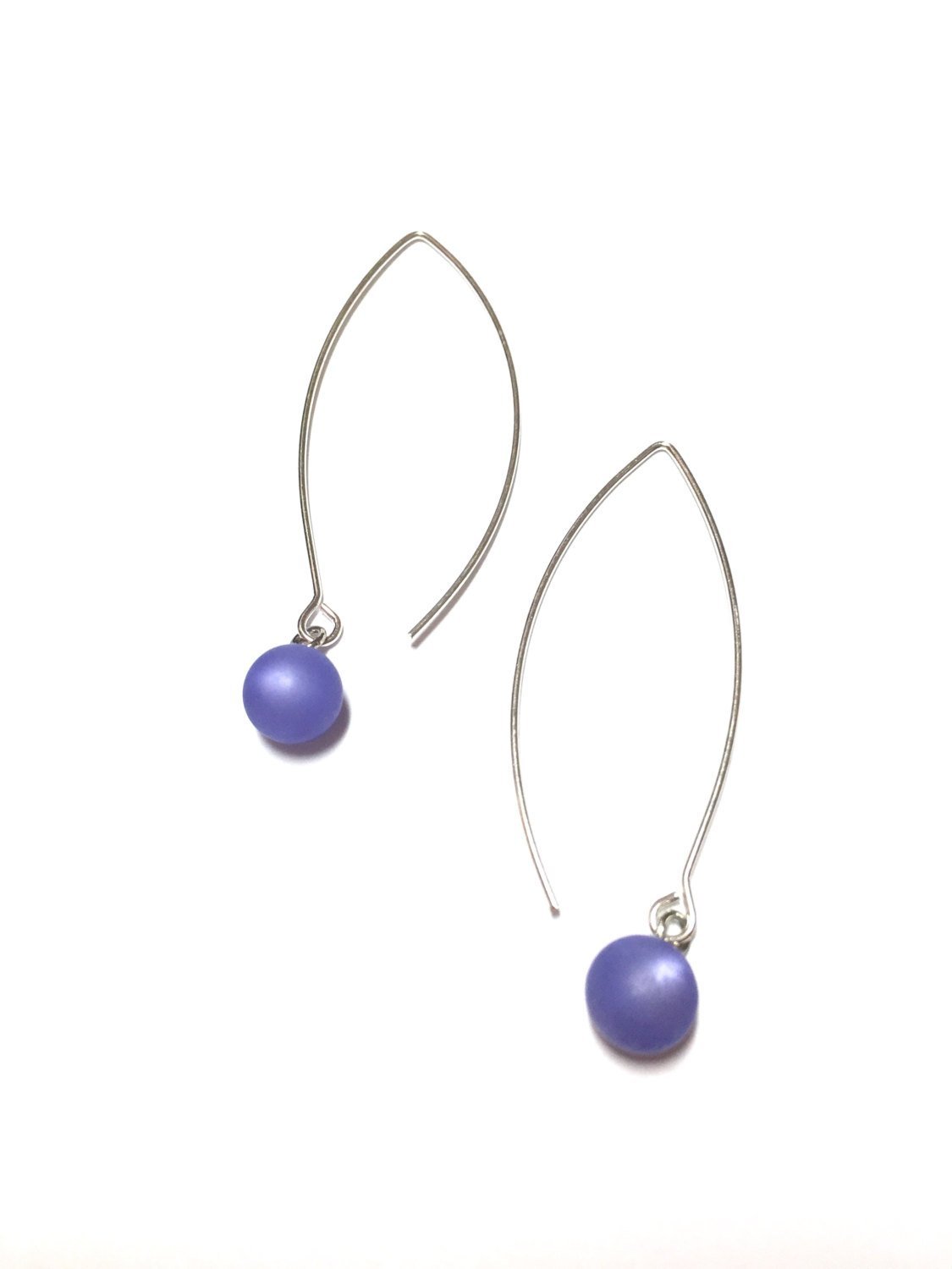 Indigo Frosted Moonglow Raindrop Earrings - Vintage Lucite Drop Earrings with Long Earwires in Gold or Silver - Perfect for Evening Parties, Weddings & Boho Fashion