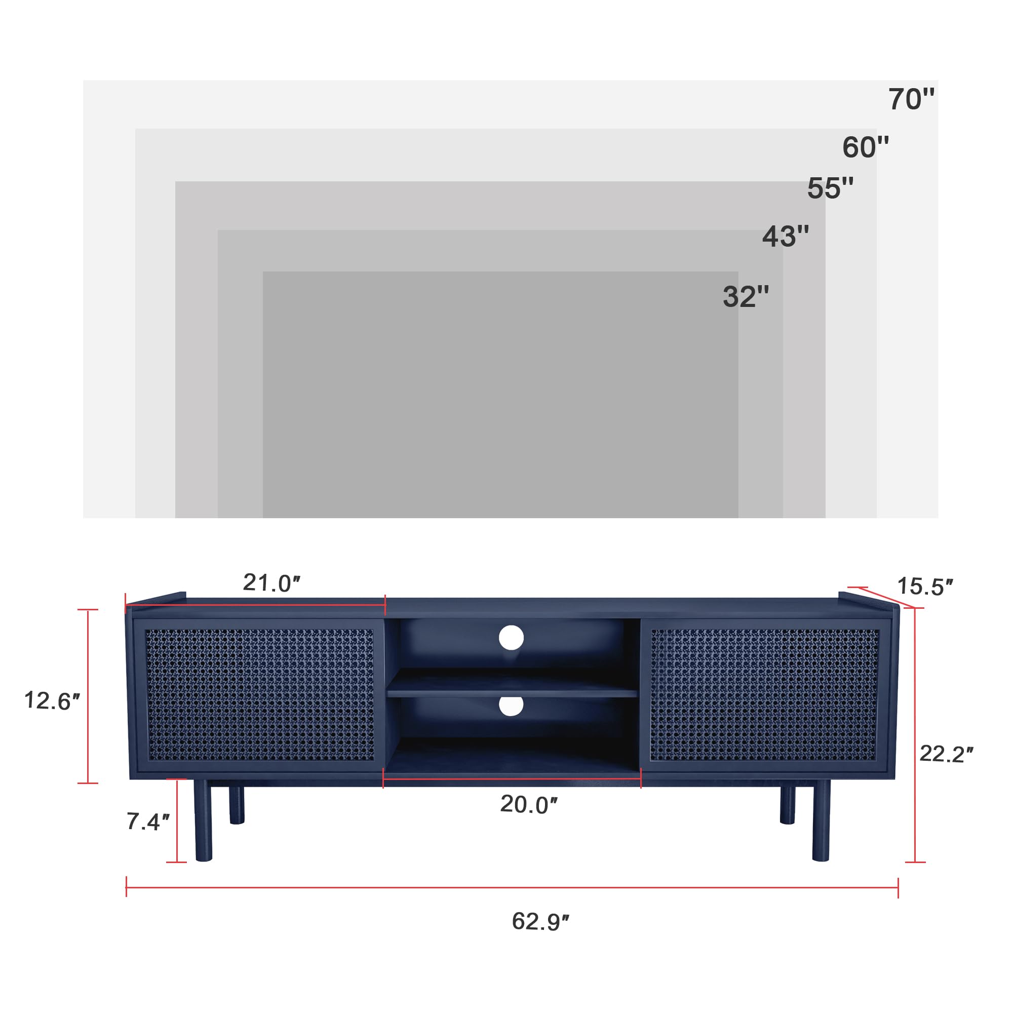 ORRD 70 Inch TV Stand with Sliding Barn Door & Adjustable Shelves - Rustic Iron Rattan Entertainment Center for Living Room - Perfect for Home Theater, Gaming Setup & Living Room Storage