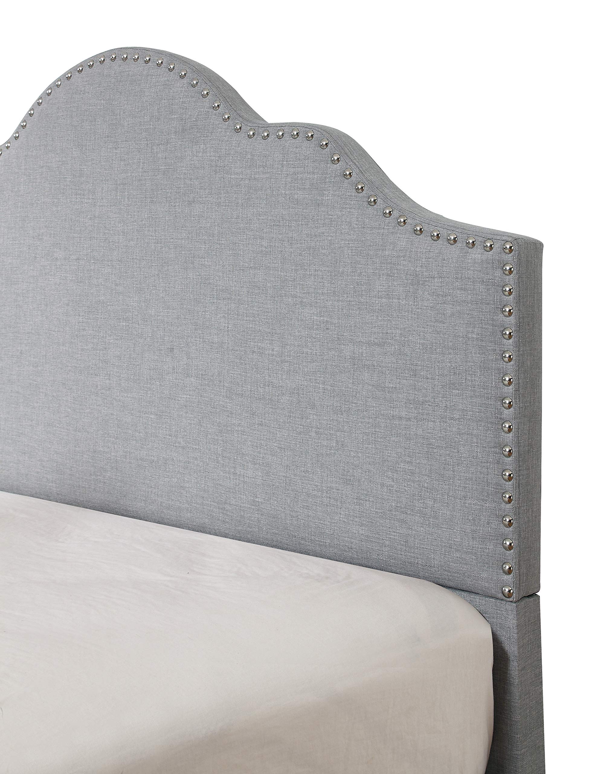 Emerald Home Madison Upholstered Bed Frame with Headboard - Light Gray Upholstery - Queen Size Bed for Modern Bedroom & Guest Room