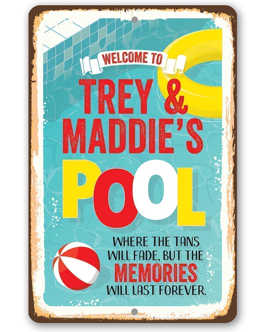 Custom Welcome to Our Pool Sign - Summer Pool Party Decor, Rustic Metal Swimming Pool Theme Accessory, Personalized Gift for Pool Owners (8x12 or 12x18) - Perfect for Backyard Pools, Beach Houses & Summer Gatherings