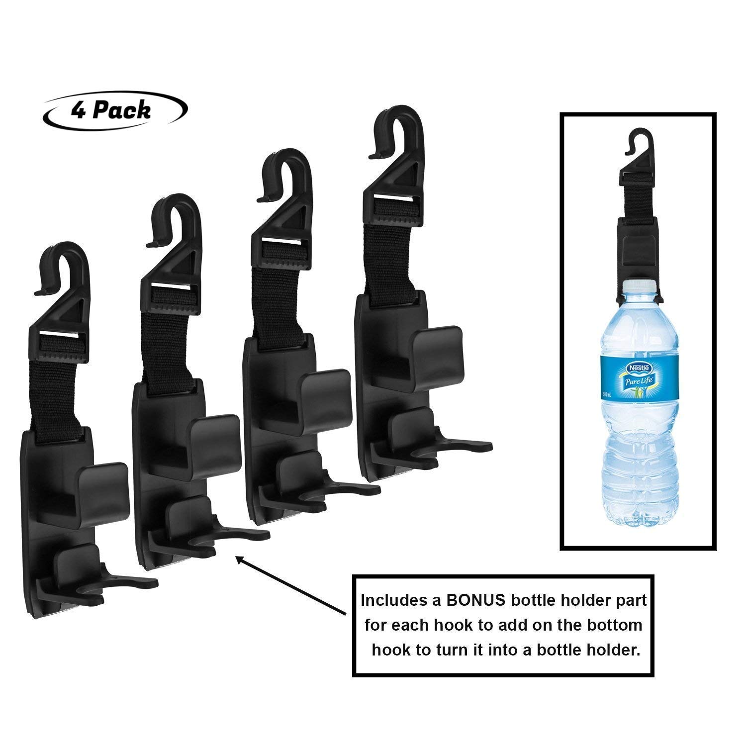 Lebogner Car Console Organizer with 4 Pack Seat Headrest Hooks - Premium Vehicle Storage Solution for Phones, Keys & Groceries - Perfect for SUVs, Sedans & Road Trips