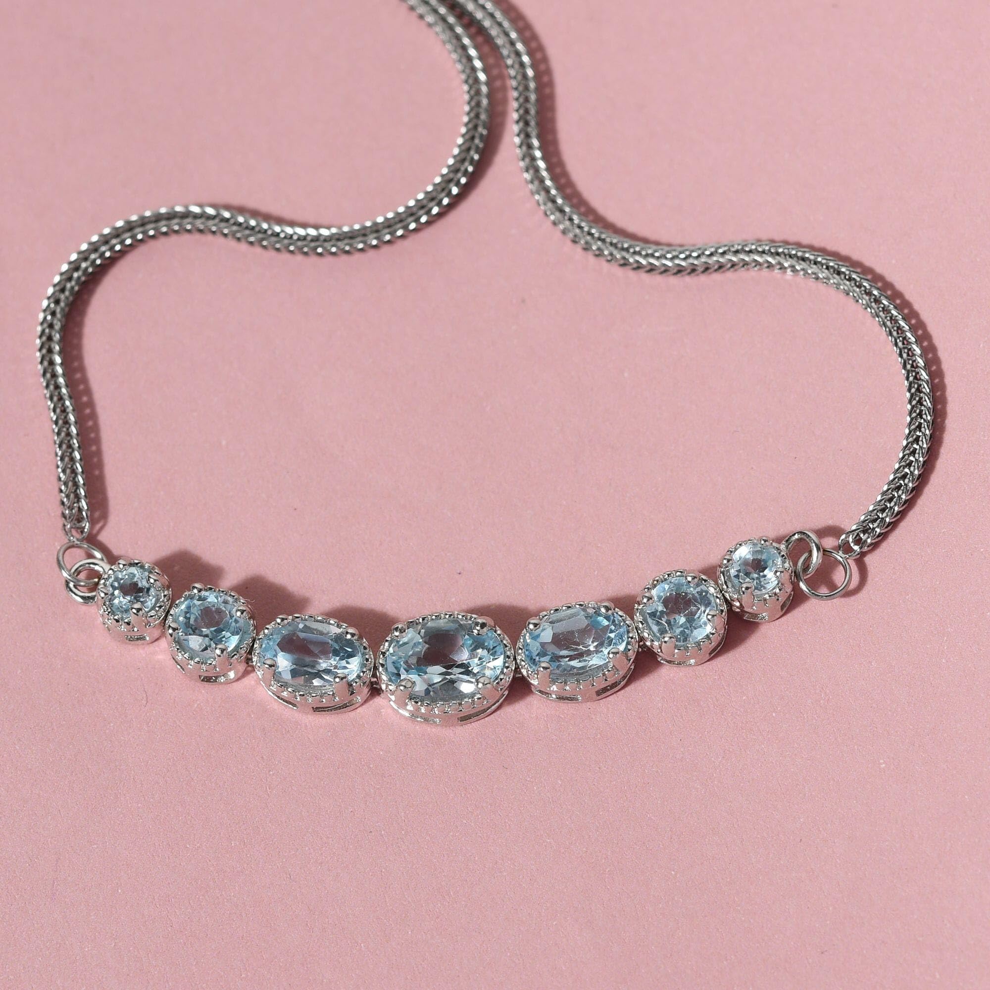 Sky Blue Adjustable Cubic Zirconia Bolo Tennis Bracelet for Women - 2.4 Ct Sliding CZ Jewelry, Elegant Birthday Gift for Her | Perfect for Weddings, Parties & Everyday Wear