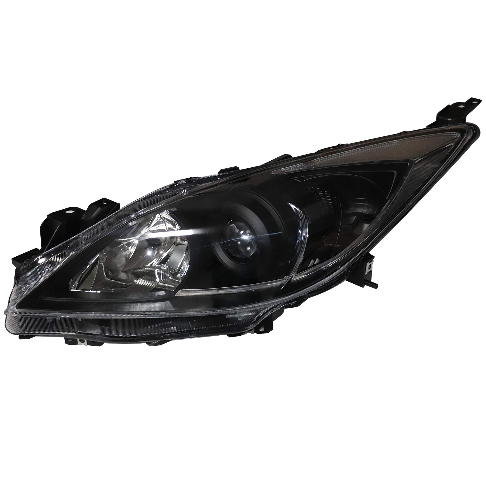 2010-2013 Mazda 3 Driver Side Headlight Assembly Replacement - Left Black Housing Clear Lens Headlamp OEM MA2518130 - Perfect for Night Driving & Auto Restoration Projects