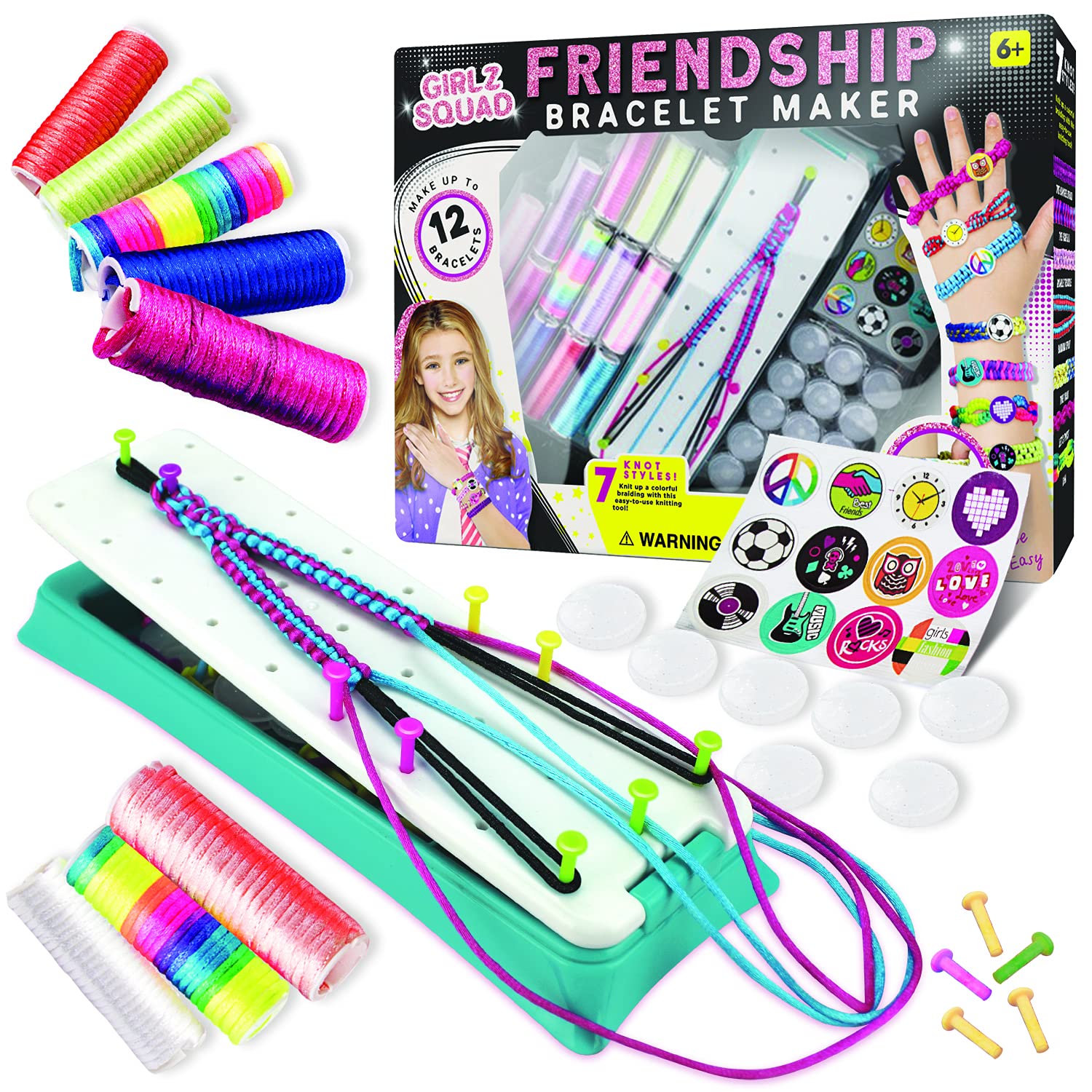 Girlz Squad Friendship Bracelet Maker Kit - Pre-Cut Threads & Beads for DIY Jewelry Making | Perfect Craft Gift for Kids, Teens & Best Friends | Birthday Party, Summer Camp & Sleepover Activities