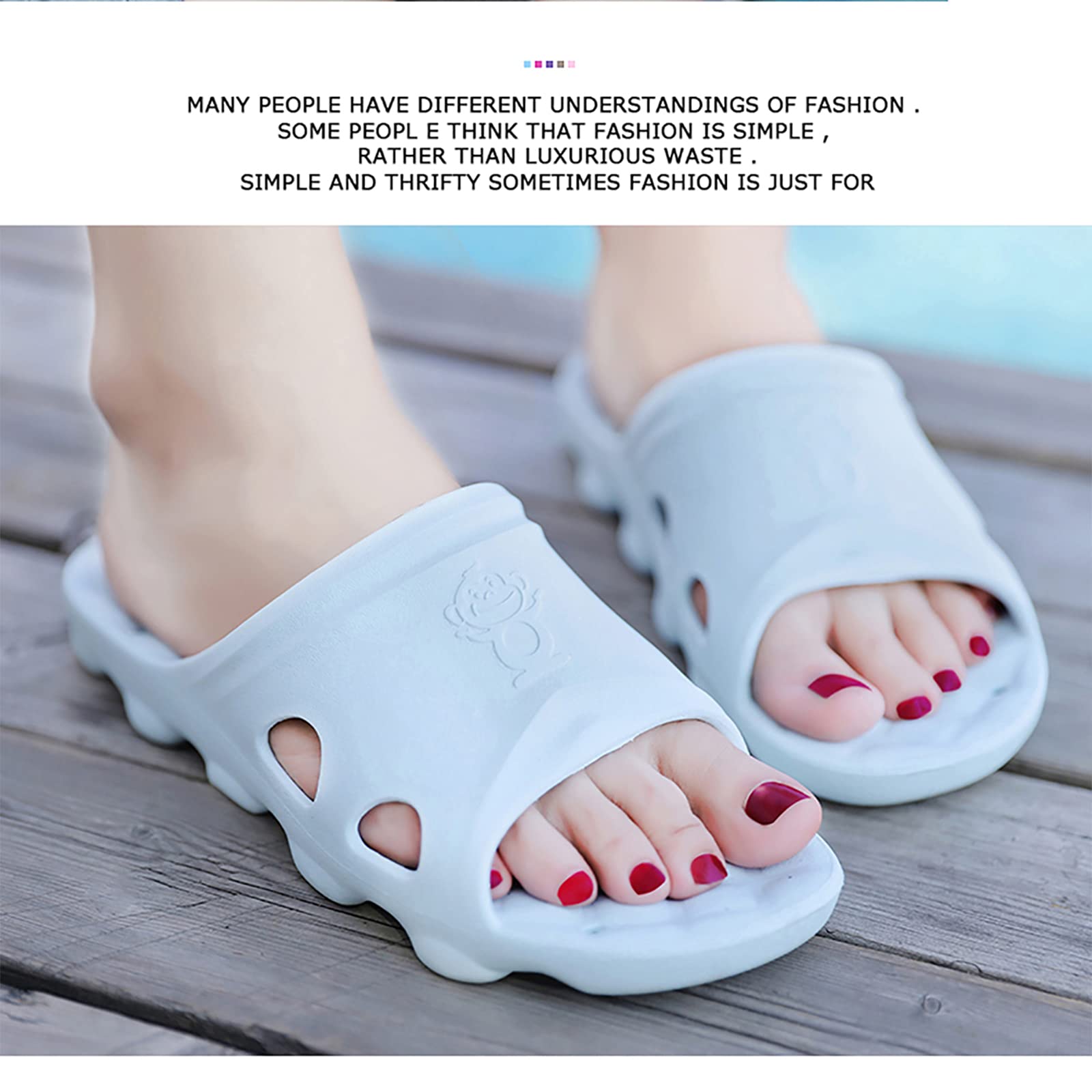 BAI HOU Unisex-Adult Shower Slippers - EVA Non-Slip Open Toe Slides for Men & Women, Quick Drying, Anti-Slip Bathroom Sandals, Lightweight Comfort House Shoes (Pink) - Perfect for Spa, Poolside, Beach & Indoor Use