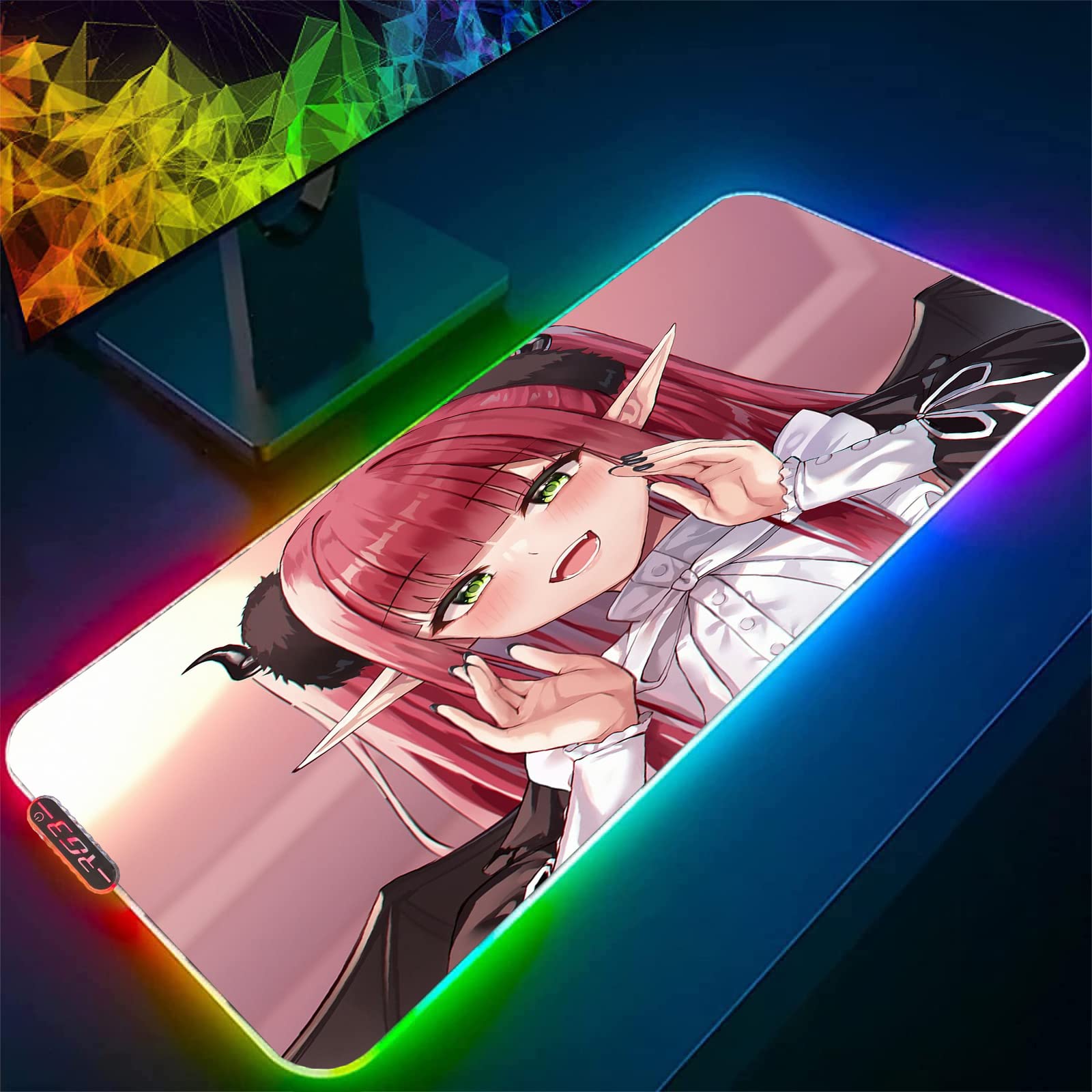 RGB Gaming Mouse Pad Large XXL (60x120cm) - LED Illuminated Computer Desk Mat with Stitched Edges for PC, Keyboard & Mouse - Perfect for Gaming, Office Work & Anime Fans (My Dress-Up Darling Inspired) - Waterproof & Non-Slip Surface for Ultimate Gaming Setup