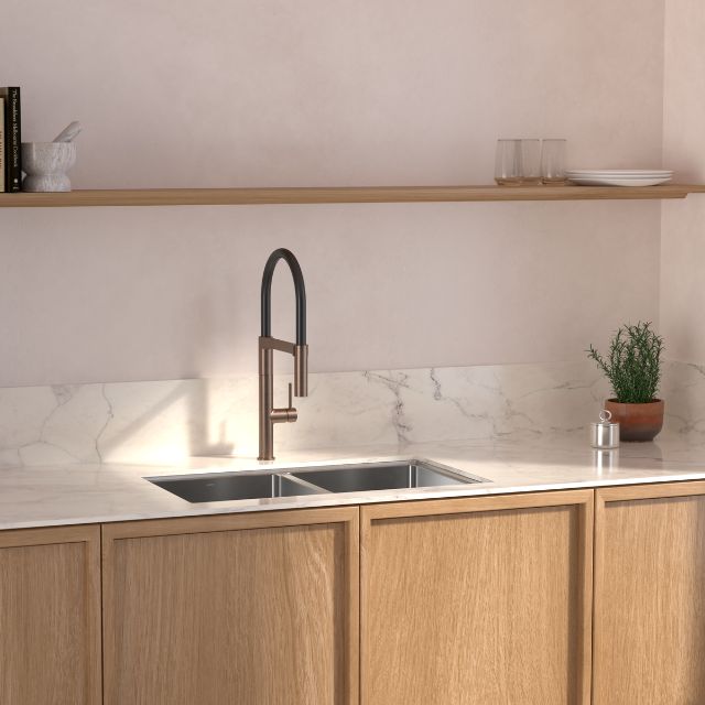 Caroma Liano II Pull Down Kitchen Faucet with Dual Spray Function - Brushed Bronze Finish | Perfect for Modern Farmhouse & Contemporary Kitchen Sinks