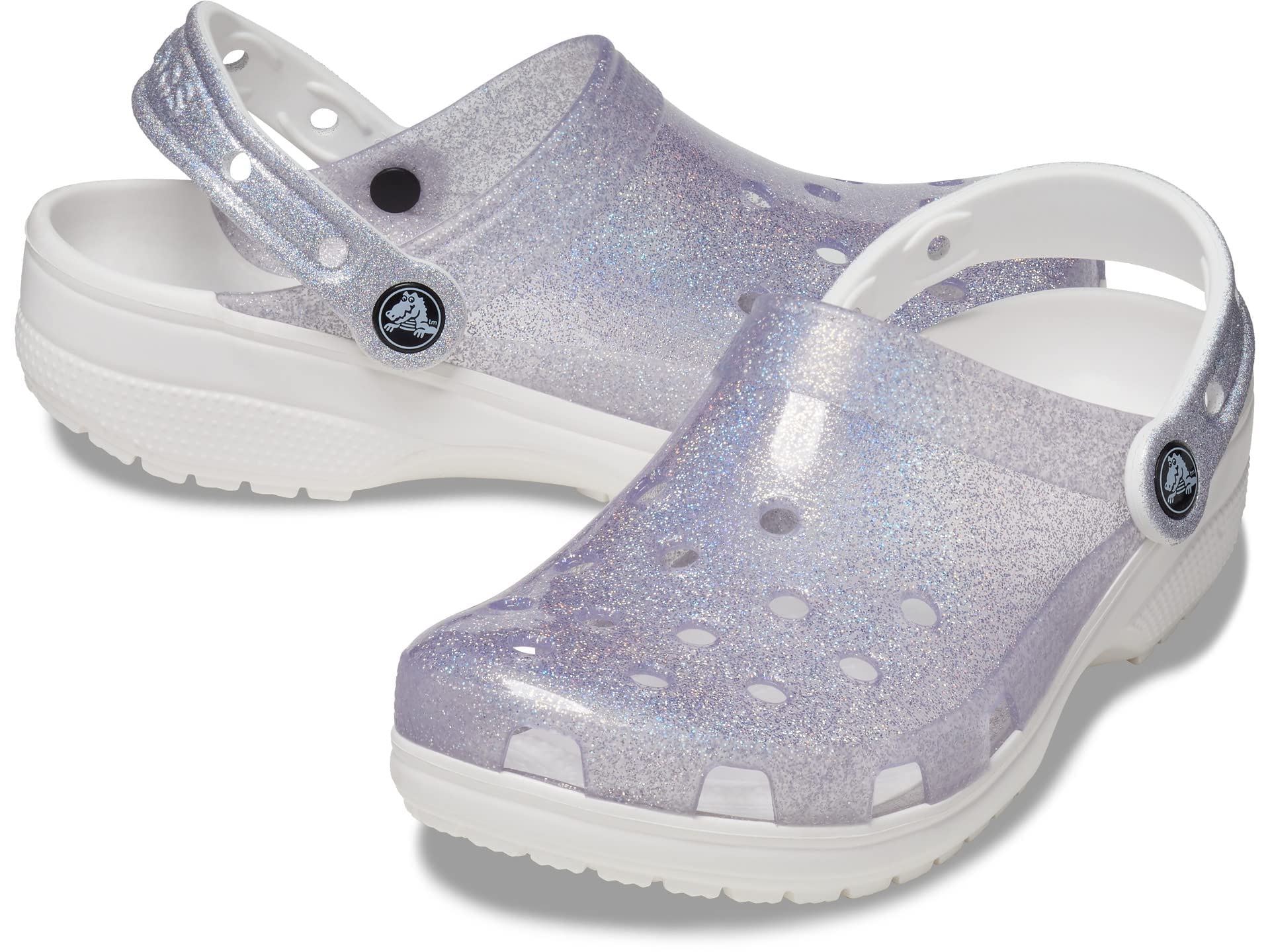 Crocs Unisex-Adult Classic Translucent Glitter Clogs - Comfortable Slip-On Water Shoes for Women & Men - Perfect for Beach, Pool, Garden & Indoor Use