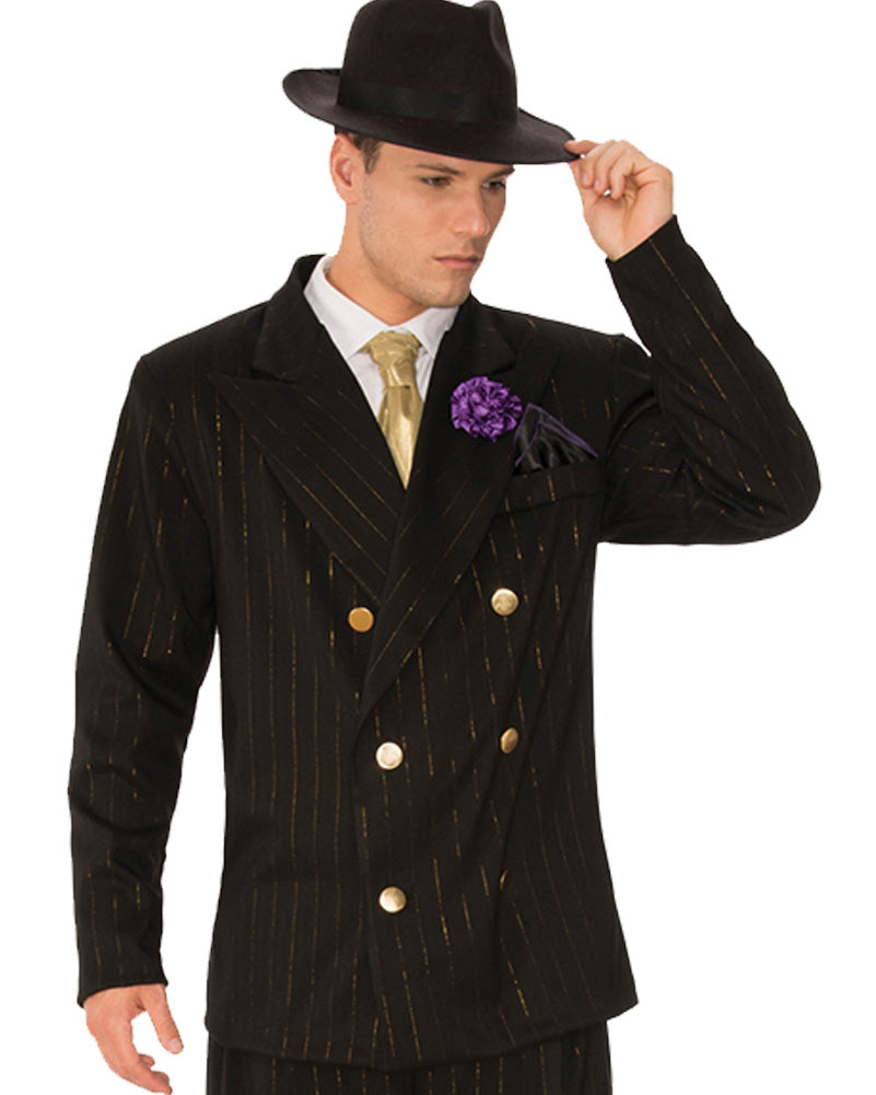 20s Black and Gold Gangster Mens Costume - 1920s Prohibition Era Outfit for Halloween, Themed Parties & Cosplay