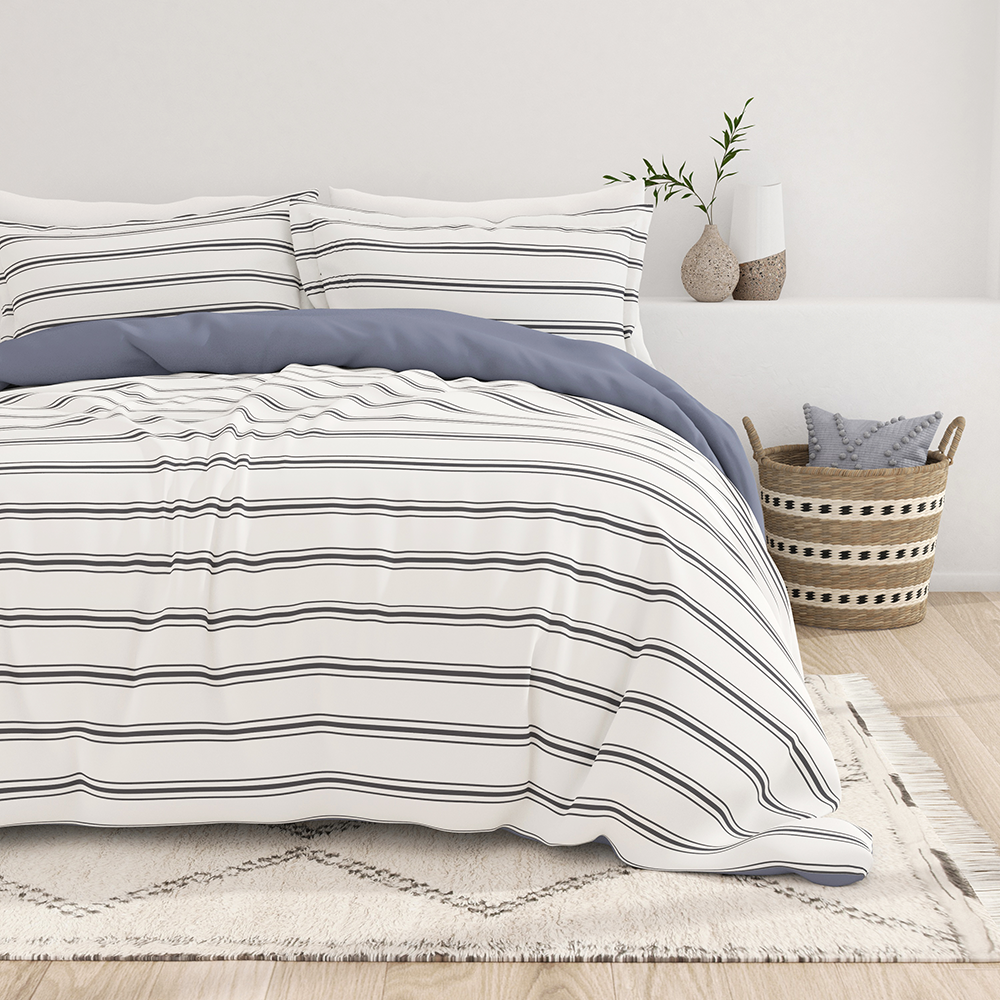 Reversible 3-Piece Duvet Cover Set with Desert Stripe Pattern - Queen/King Size - Soft & Breathable Bedding for Cozy Bedroom Decor - Perfect for Guest Rooms, Master Bedrooms & Dorm Rooms