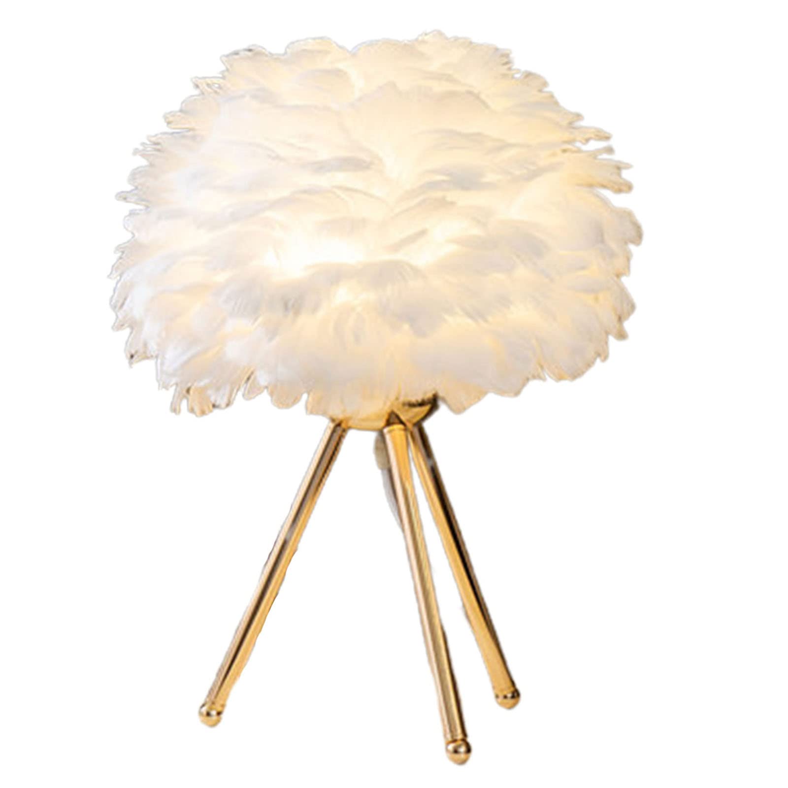 Modern Creative Feather Triangle Table Lamp - Elegant White with Golden Base for Bedroom, Living Room & Hotel Decor - Perfect Nightstand Lamp, Bedside Light & Warm Decoration for Wedding & Home Ambiance