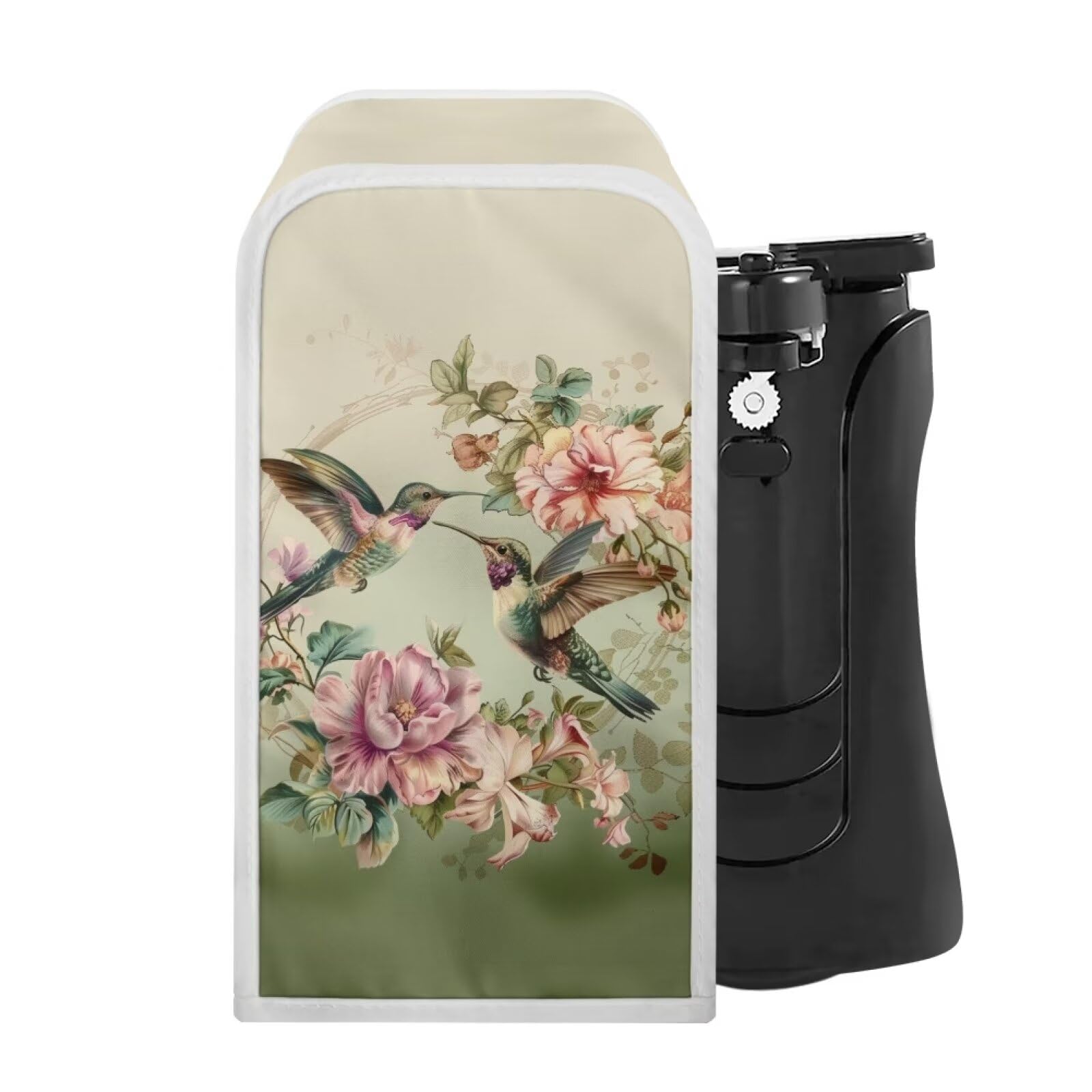 Hummingbird Rose Electric Can Opener Dust Cover - Black Insulated Can Opener Protector for Kitchen, Home Decor, Housewarming Gifts (Perfect for Countertop Storage & Appliance Protection)