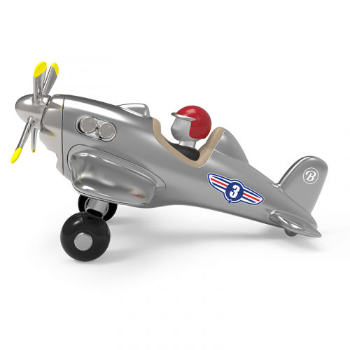 Baghera Jet Plane Silver - Vintage Metal Toy Airplane for Kids & Collectors - Perfect for Playtime, Room Decor & Gift Giving