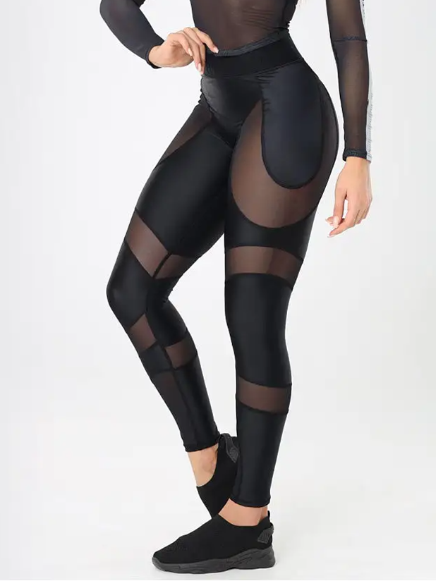 ZASUWA Women's High Waist Mesh Tummy Control Leggings - Workout, Yoga & Running Compression Pants for Women