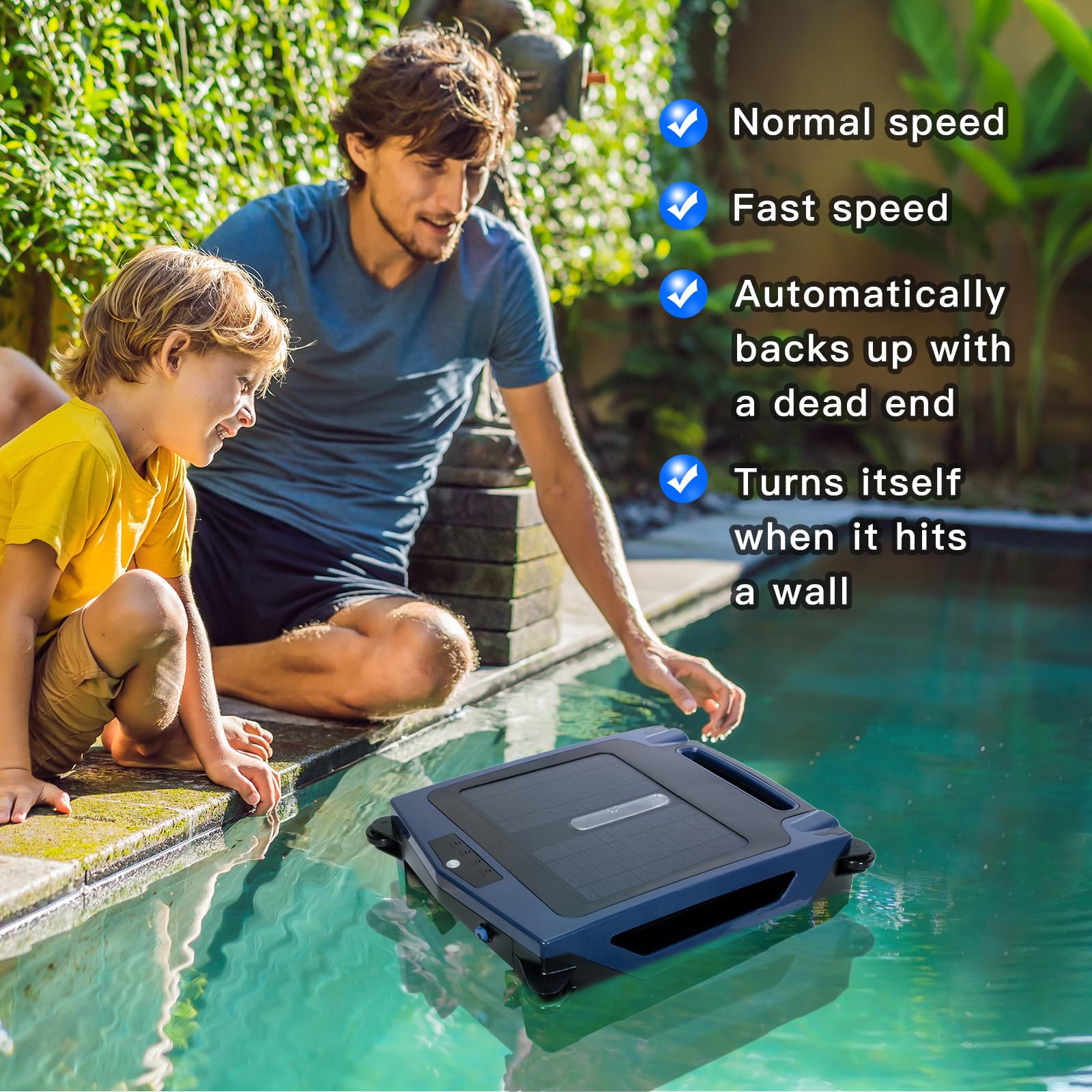 Solar & Rechargeable Robotic Pool Cleaner - Cordless Automatic Pool Vacuum with Smart Skimmer Basket, Auto-Escape & Auto-Turn Technology | Perfect for In-Ground & Above Ground Pools, Weekly Maintenance & Seasonal Cleaning